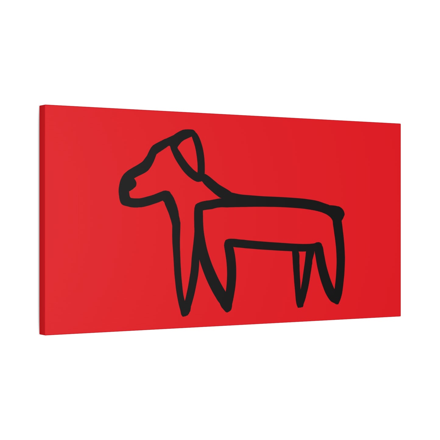 Dog Canvas Print on Red (Transparent Style Black Dog) - Dog Drawing Canvas