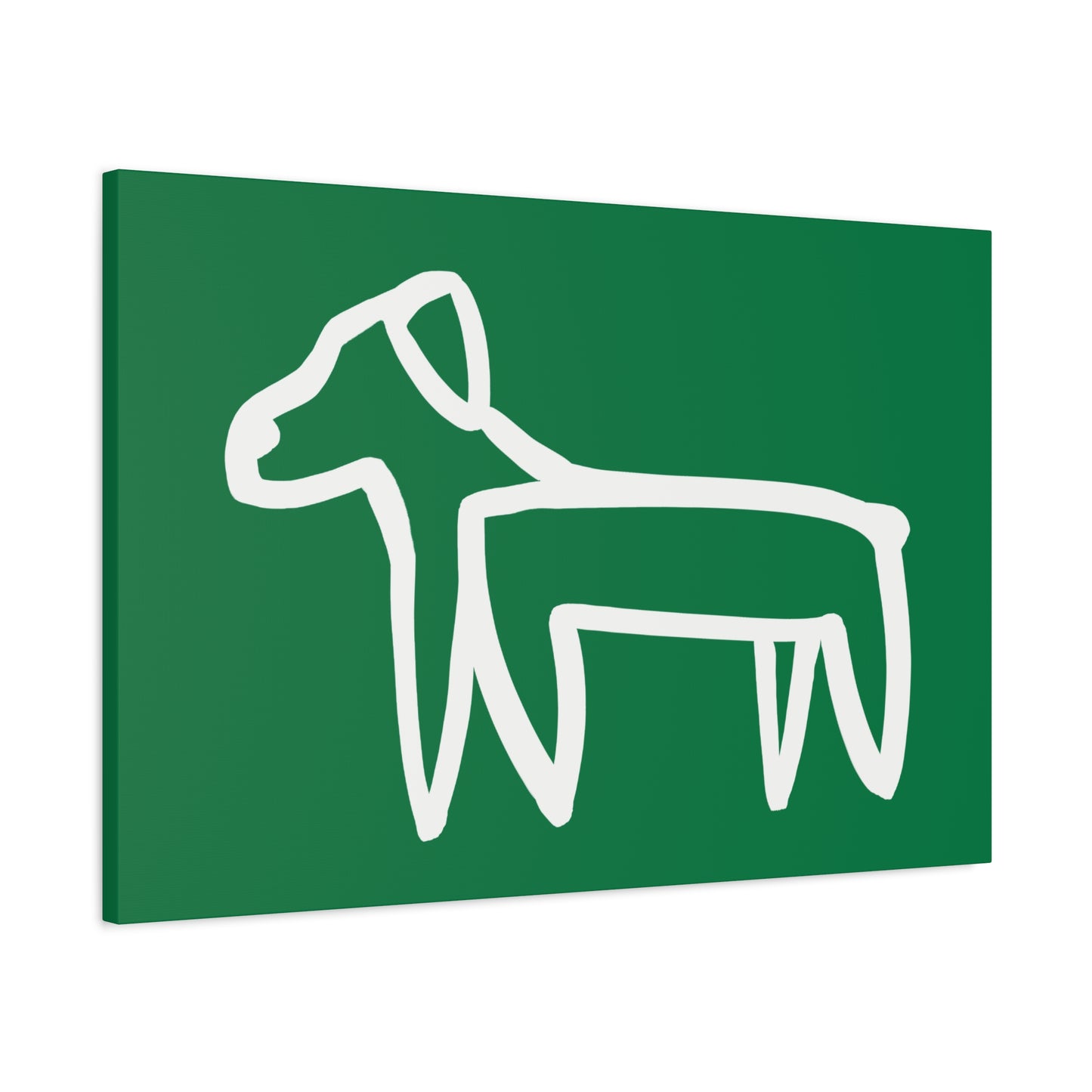 Dog Canvas Print on Green (Transparent Style White Dog) - Dog Art Print