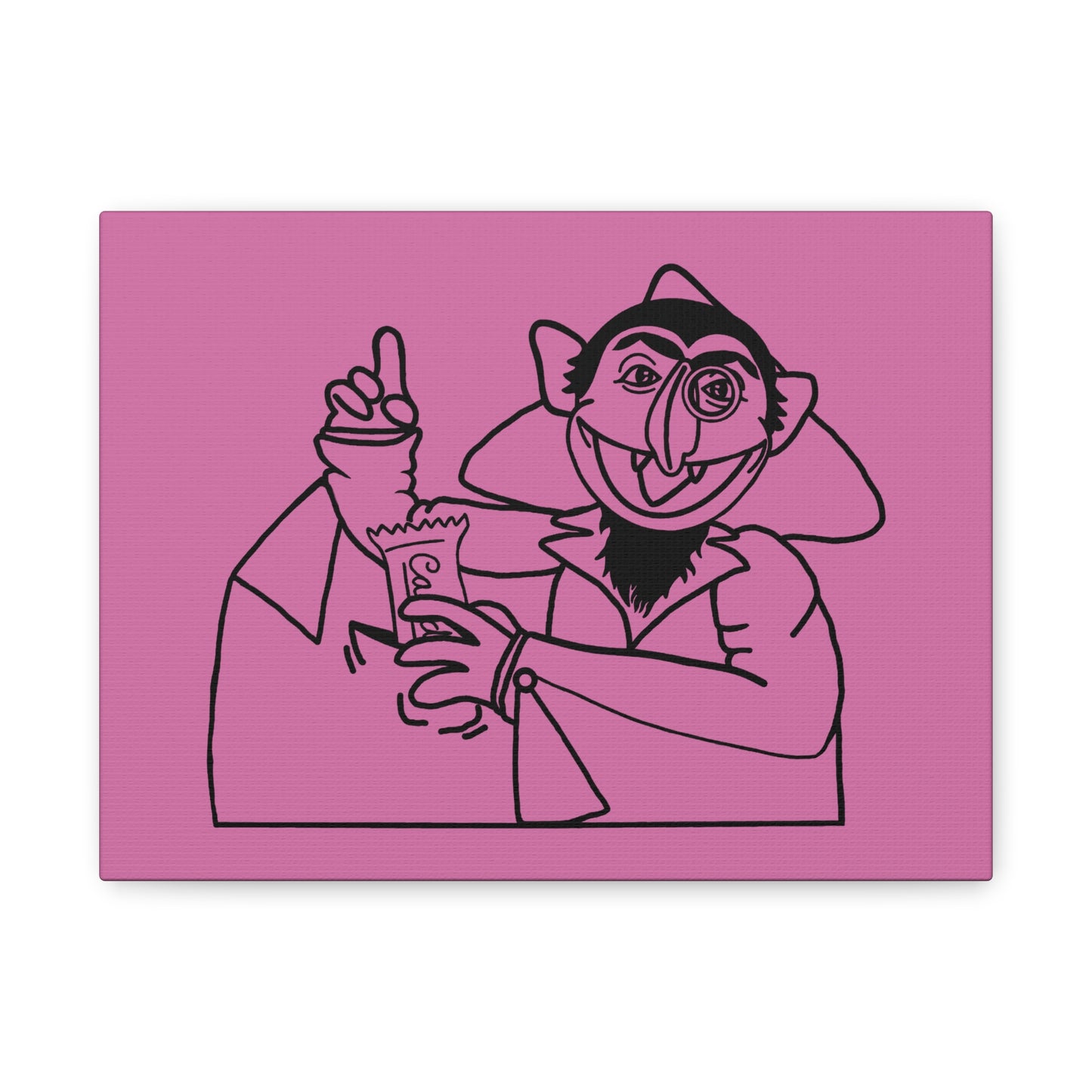 The Count Stealing Candy Outline Canvas Print Light Pink - Sesame Street The Count Parody Art