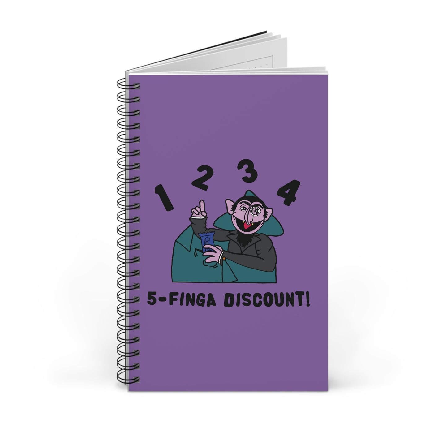 Five Finger Discount Notebook Light Purple - Sesame Street The Count Parody Notebook
