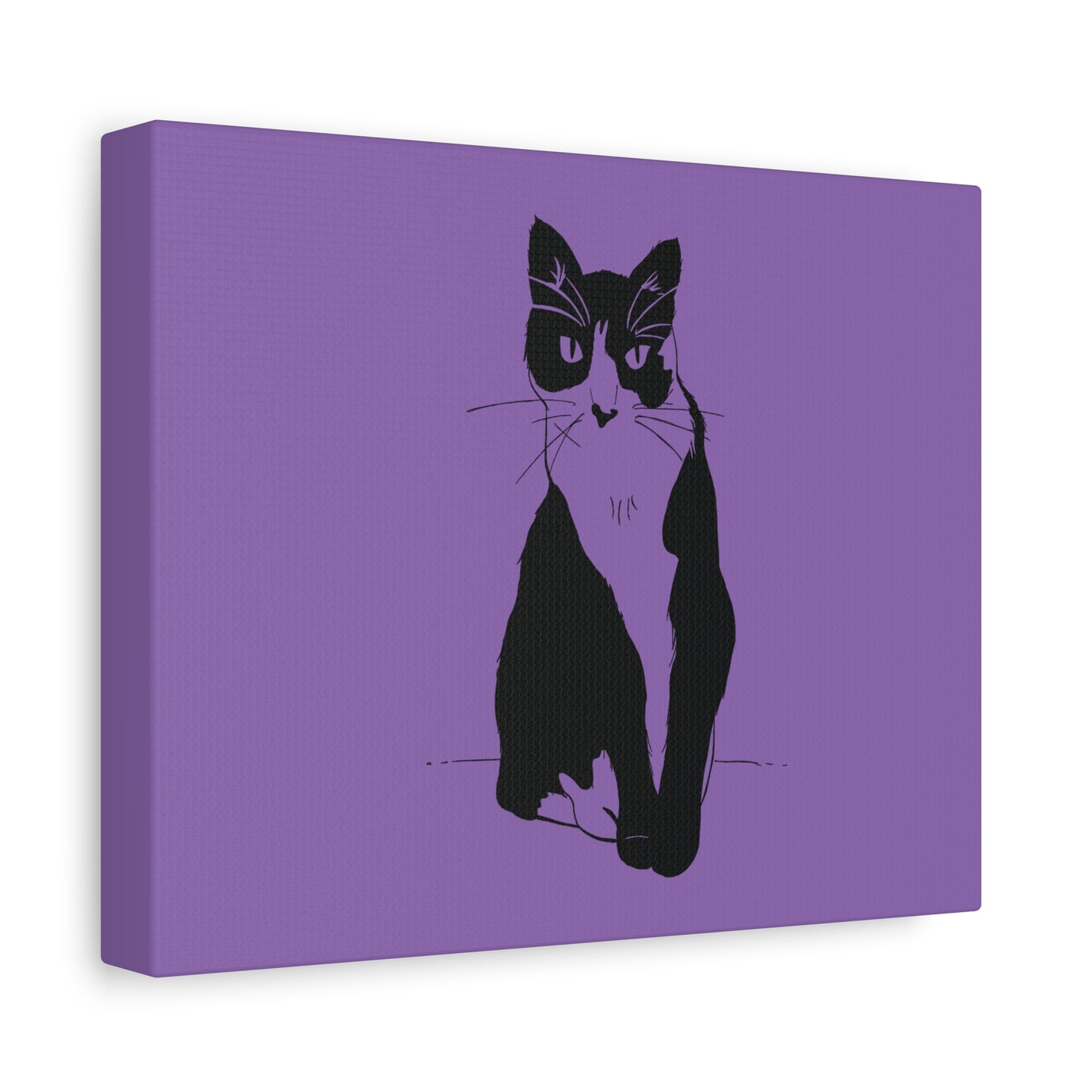 Cat Canvas Print on Purple (Transparent Style Cat) - Cat Drawing Art