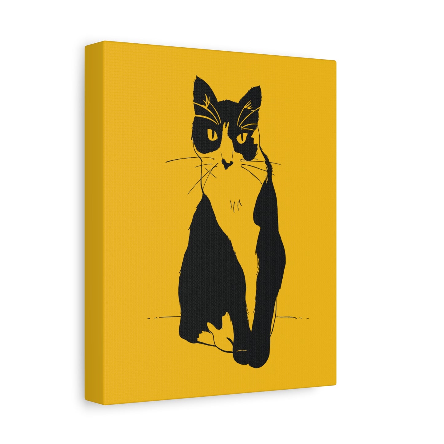 Cat Canvas Print on Yellow (Transparent Style Cat) - Cat Drawing Art