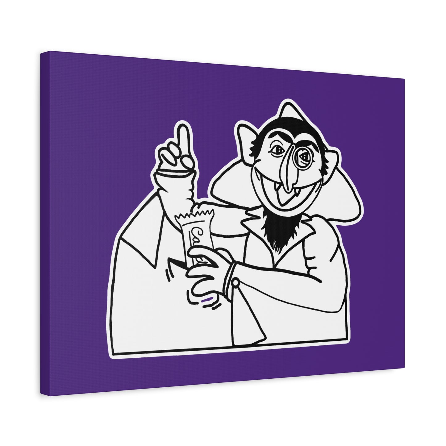 The Count Stealing Candy Outline Canvas Print Purple - Sesame Street The Count Parody Art