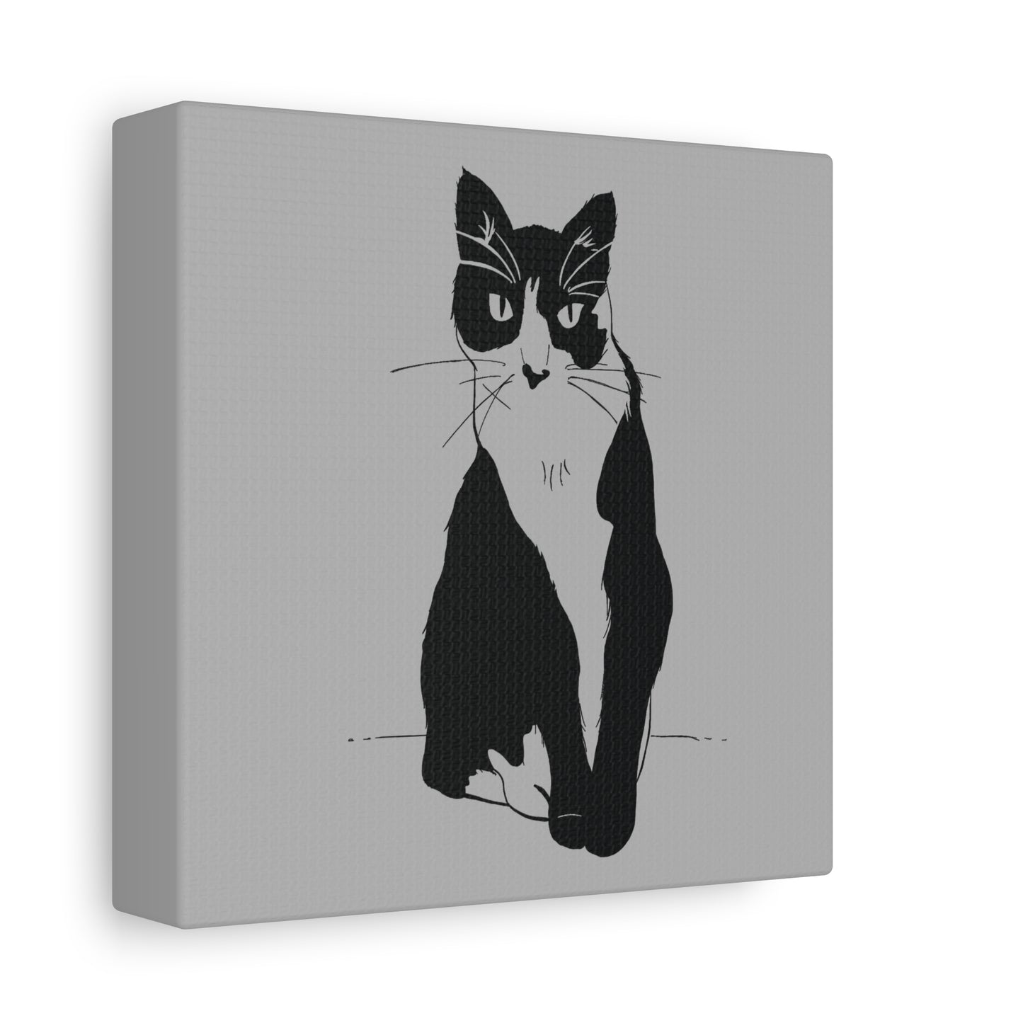 Cat Canvas Print on Grey (Transparent Style Cat) - Cat Drawing Art