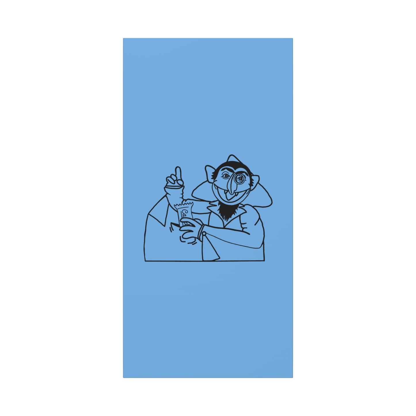 The Count Stealing Candy Outline Canvas Print Light Blue - Sesame Street The Count Parody Art