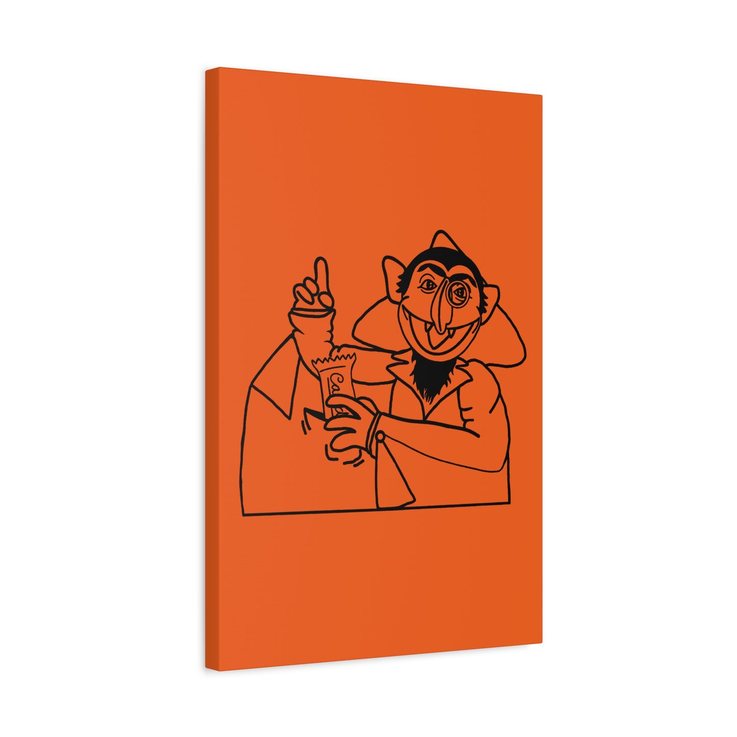 The Count Stealing Candy Outline Canvas Print Orange - Sesame Street The Count Parody Art Print