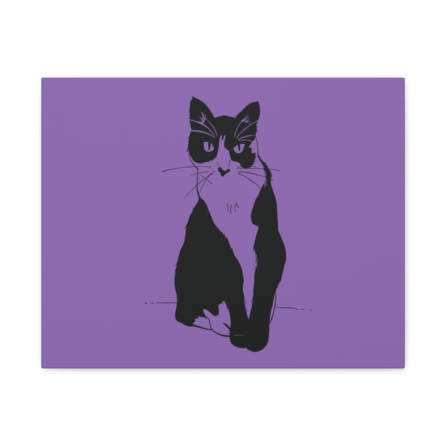 Cat Canvas Print on Purple (Transparent Style Cat) - Cat Drawing Art
