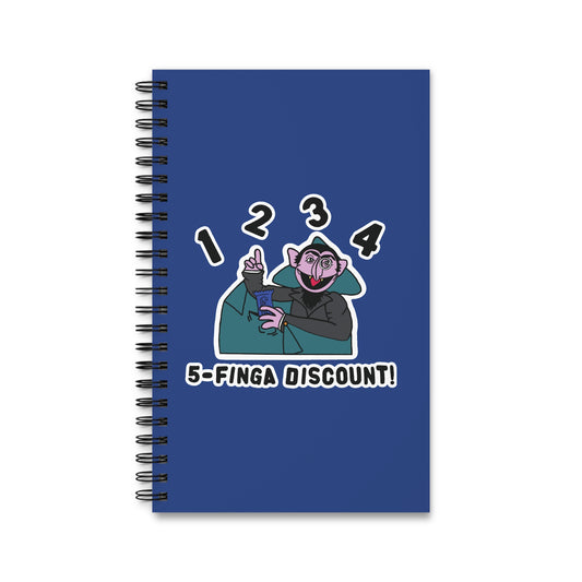 Five Finger Discount Notebook Dark Blue - Sesame Street The Count Parody Spiral Notebook