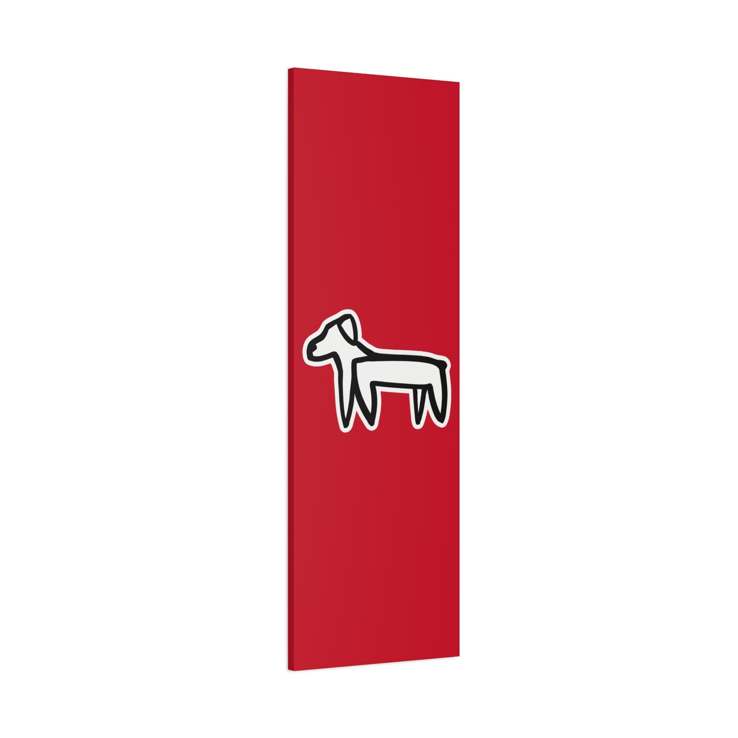 Dog Canvas Print on Red (Sticker Style White Dog) - Dog Art Print