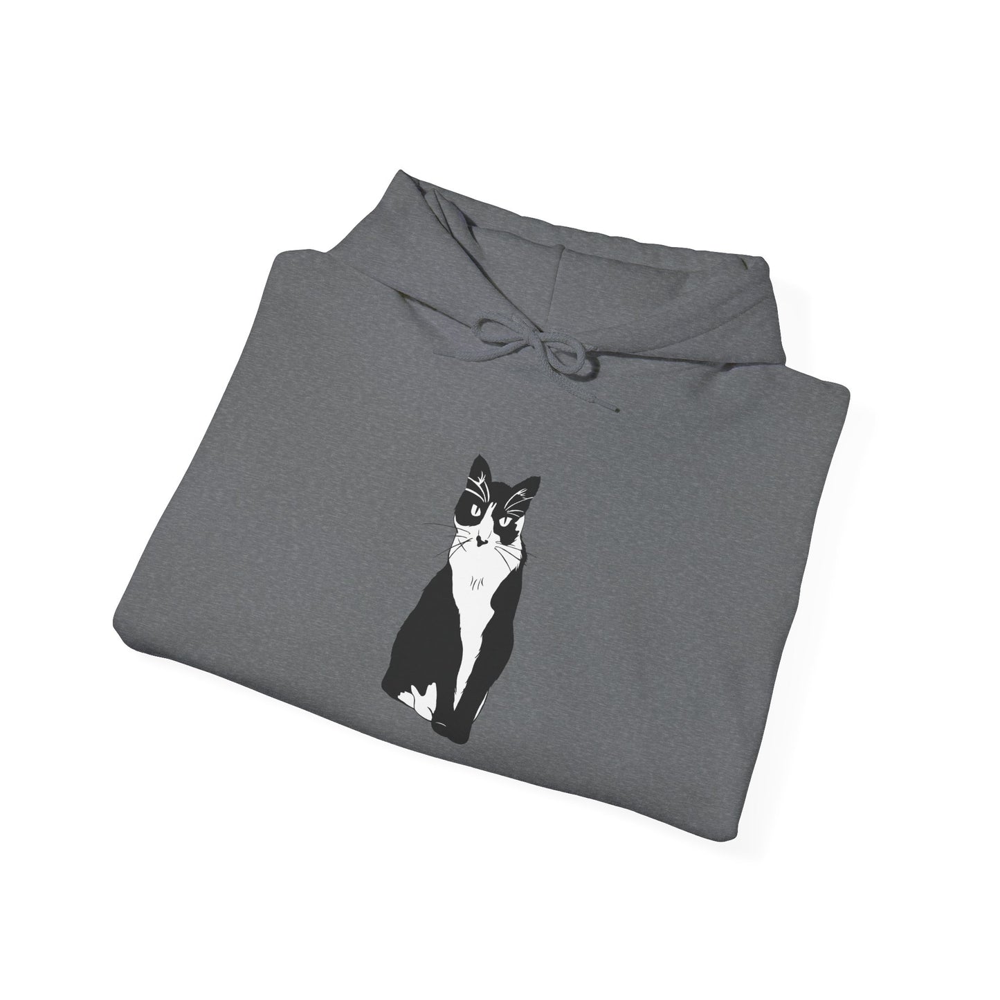 Cat Hoodie (B&W Style Cat) - Cat Hooded Sweatshirt