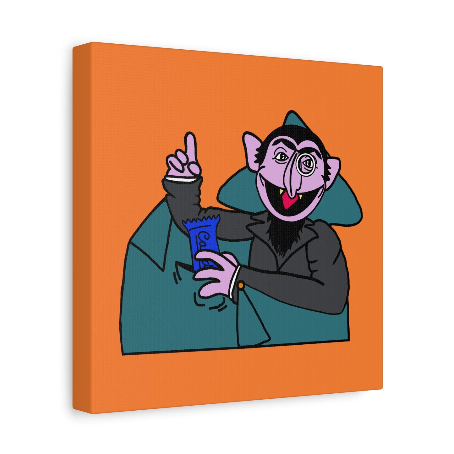 The Count Stealing Candy Canvas Print Orange - Sesame Street The Count Parody Art