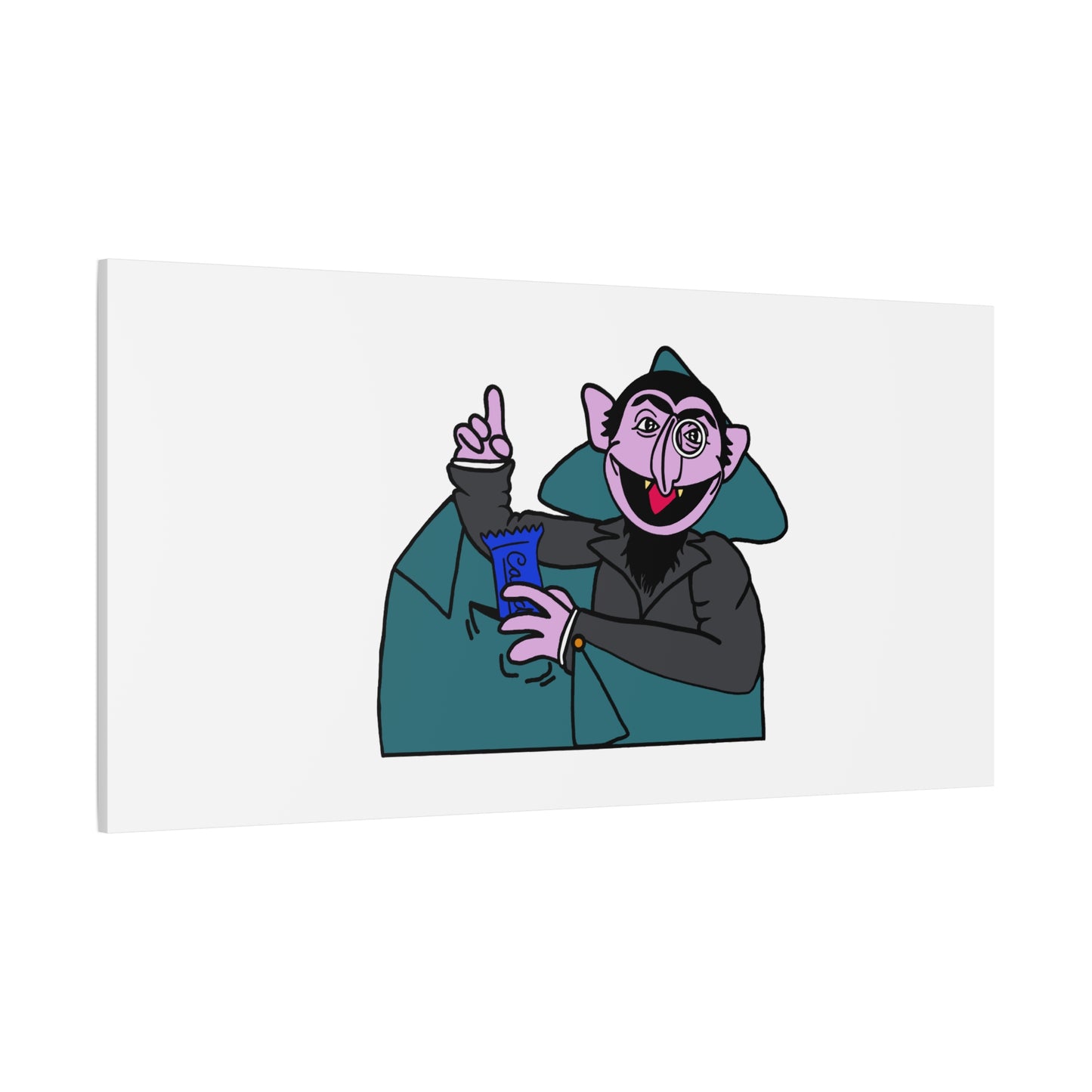 The Count Stealing Candy Canvas Print White - Sesame Street The Count Parody Art