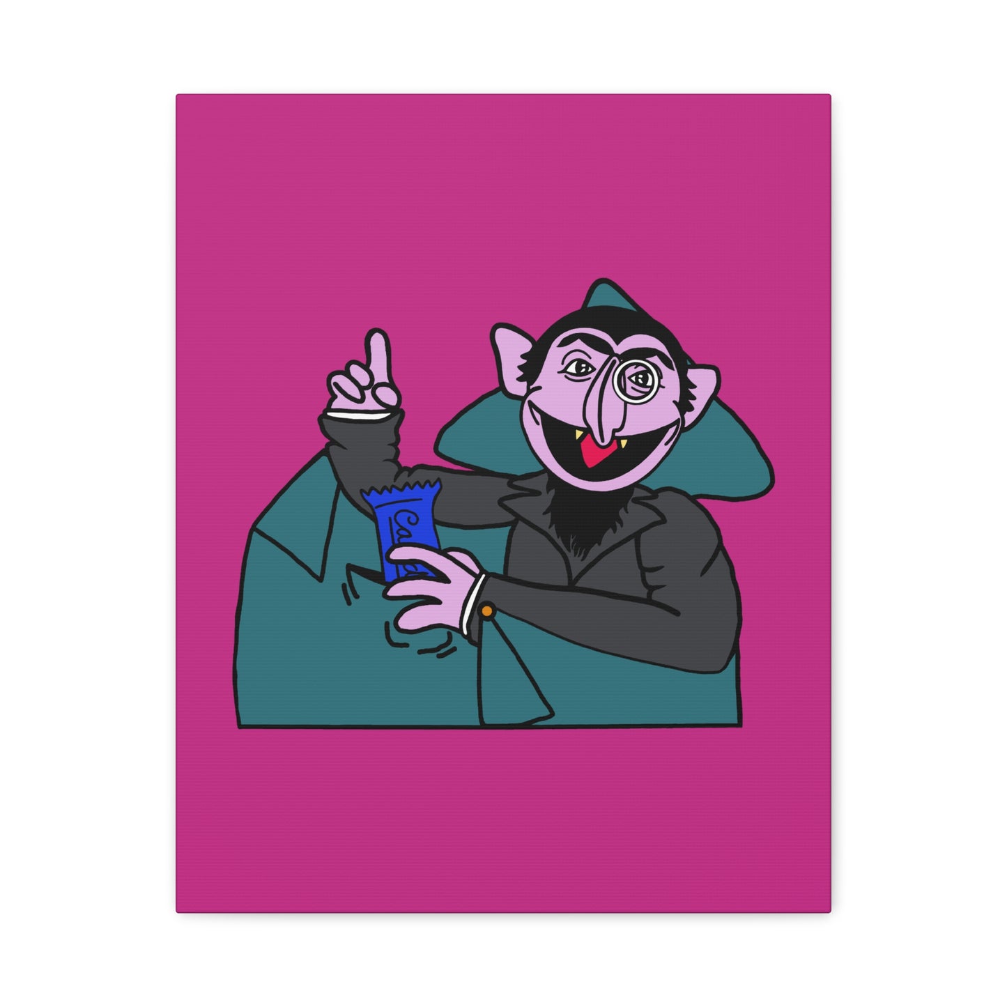 The Count Stealing Candy Canvas Print Pink - Sesame Street The Count Parody Art