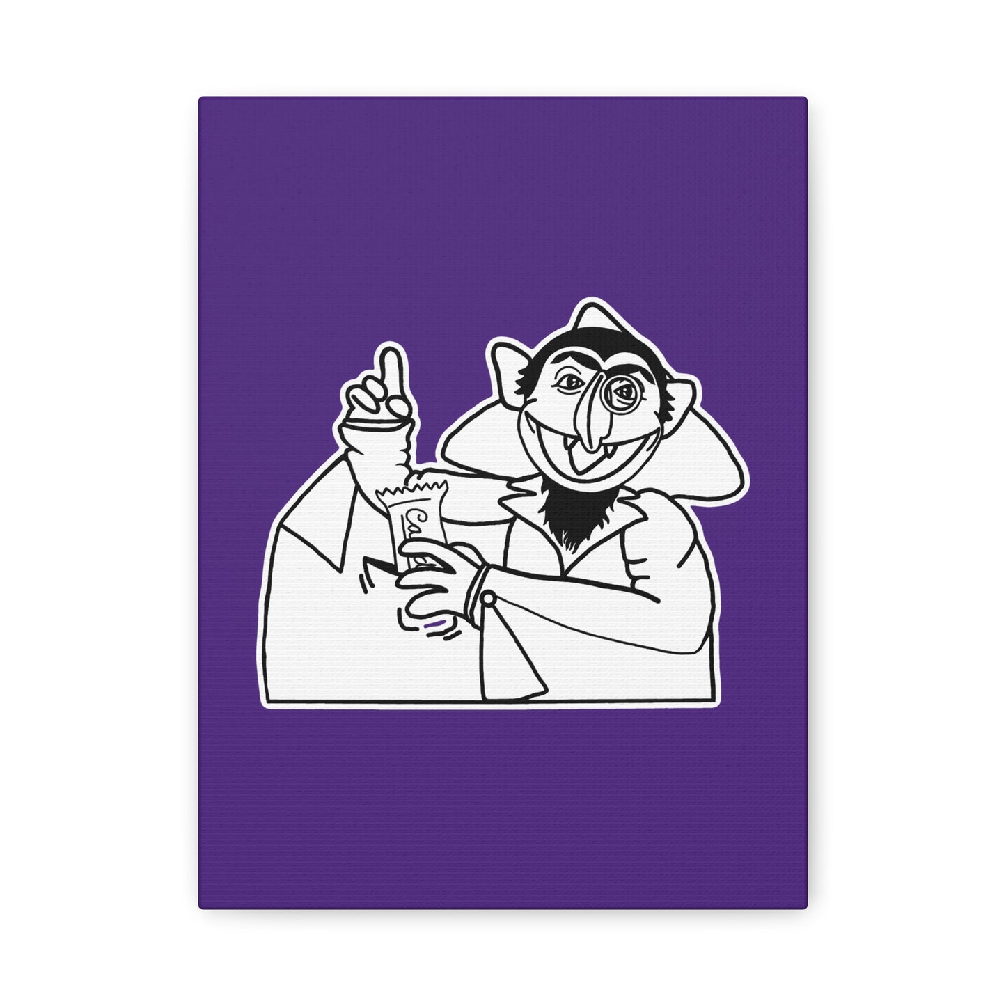 The Count Stealing Candy Outline Canvas Print Purple - Sesame Street The Count Parody Art