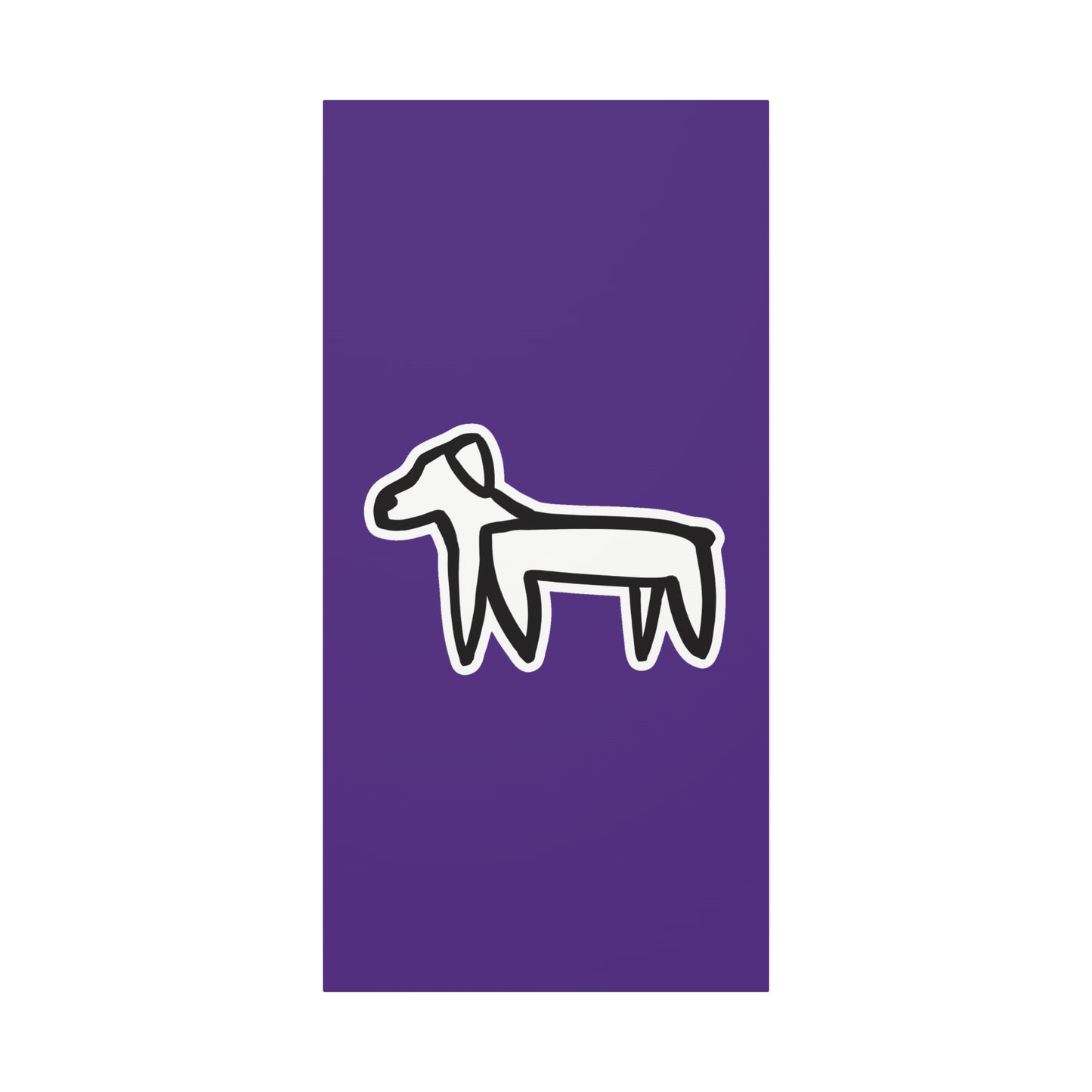 Dog Canvas Print on Purple (Sticker Style White Dog) - Dog Art Print