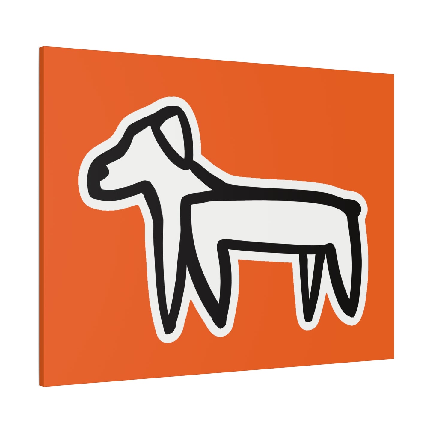 Dog Canvas Print on Orange (Sticker Style White Dog) - Dog Art Print