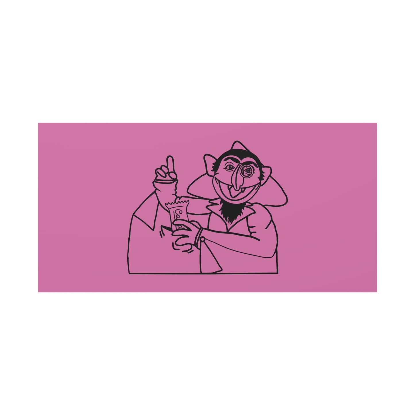 The Count Stealing Candy Outline Canvas Print Light Pink - Sesame Street The Count Parody Art