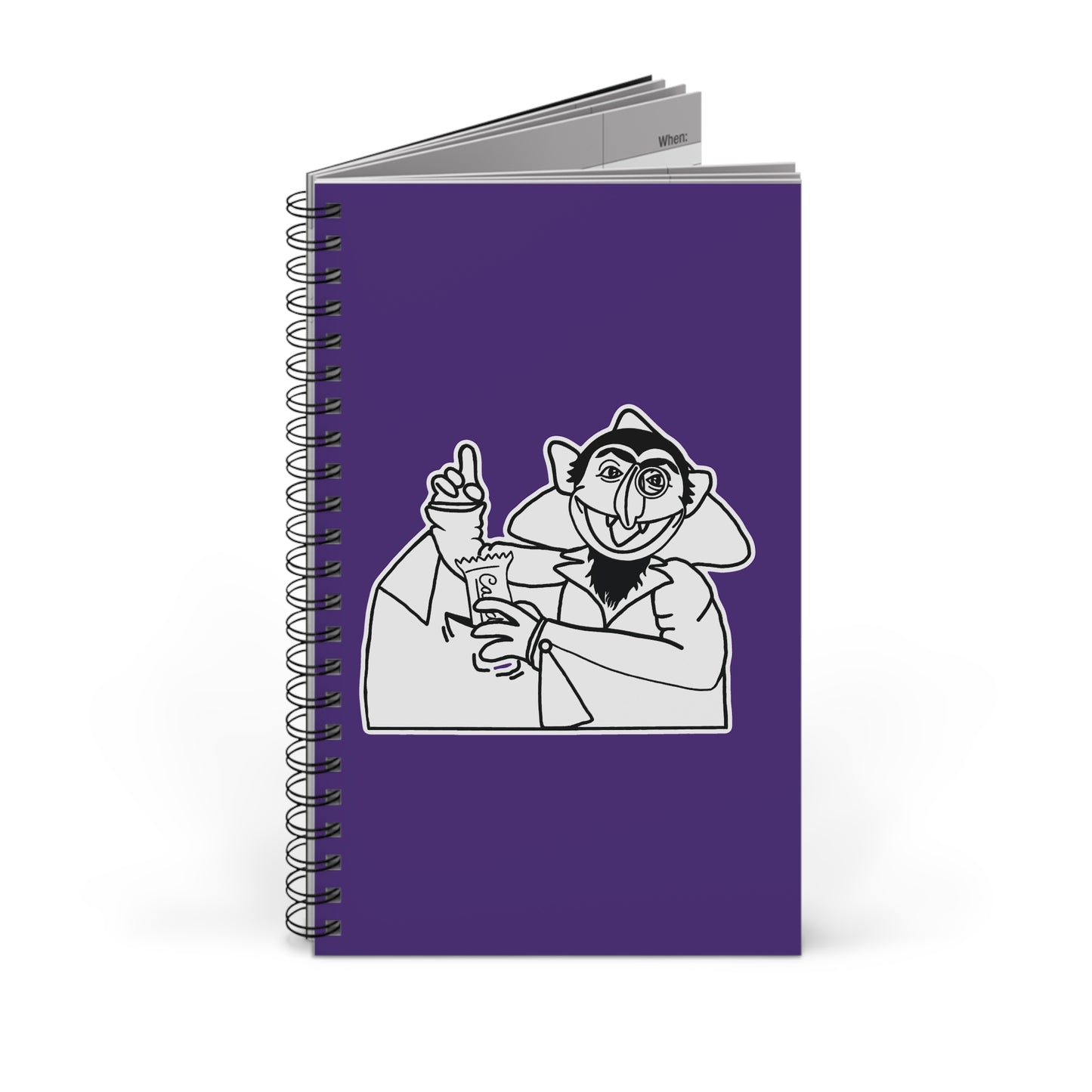 The Count Stealing Candy Outline Notebook Purple - Sesame Street The Count Parody Notebook