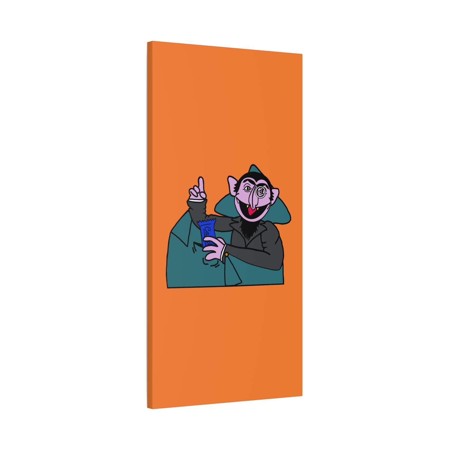 The Count Stealing Candy Canvas Print Orange - Sesame Street The Count Parody Art