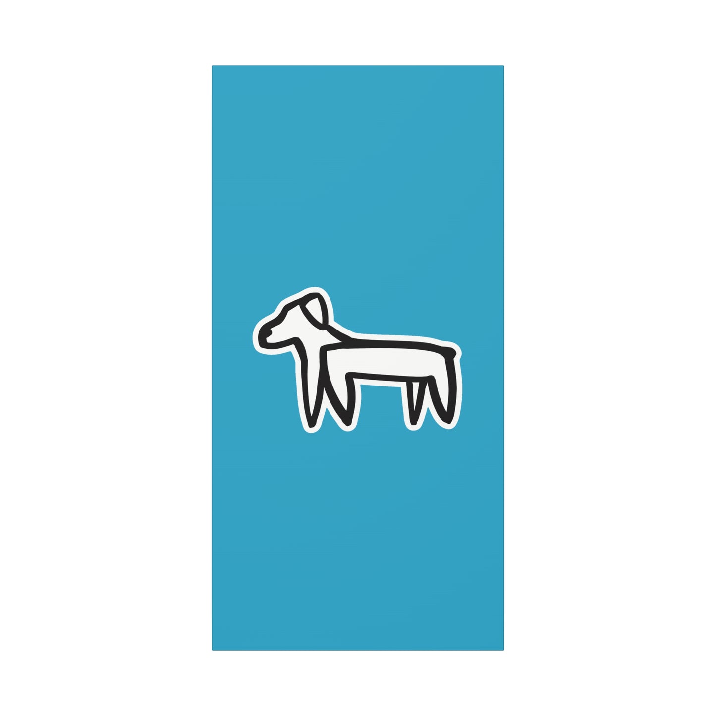 Dog Canvas Print on Turquoise (Sticker Style Black Dog) - Dog Drawing Wall Art