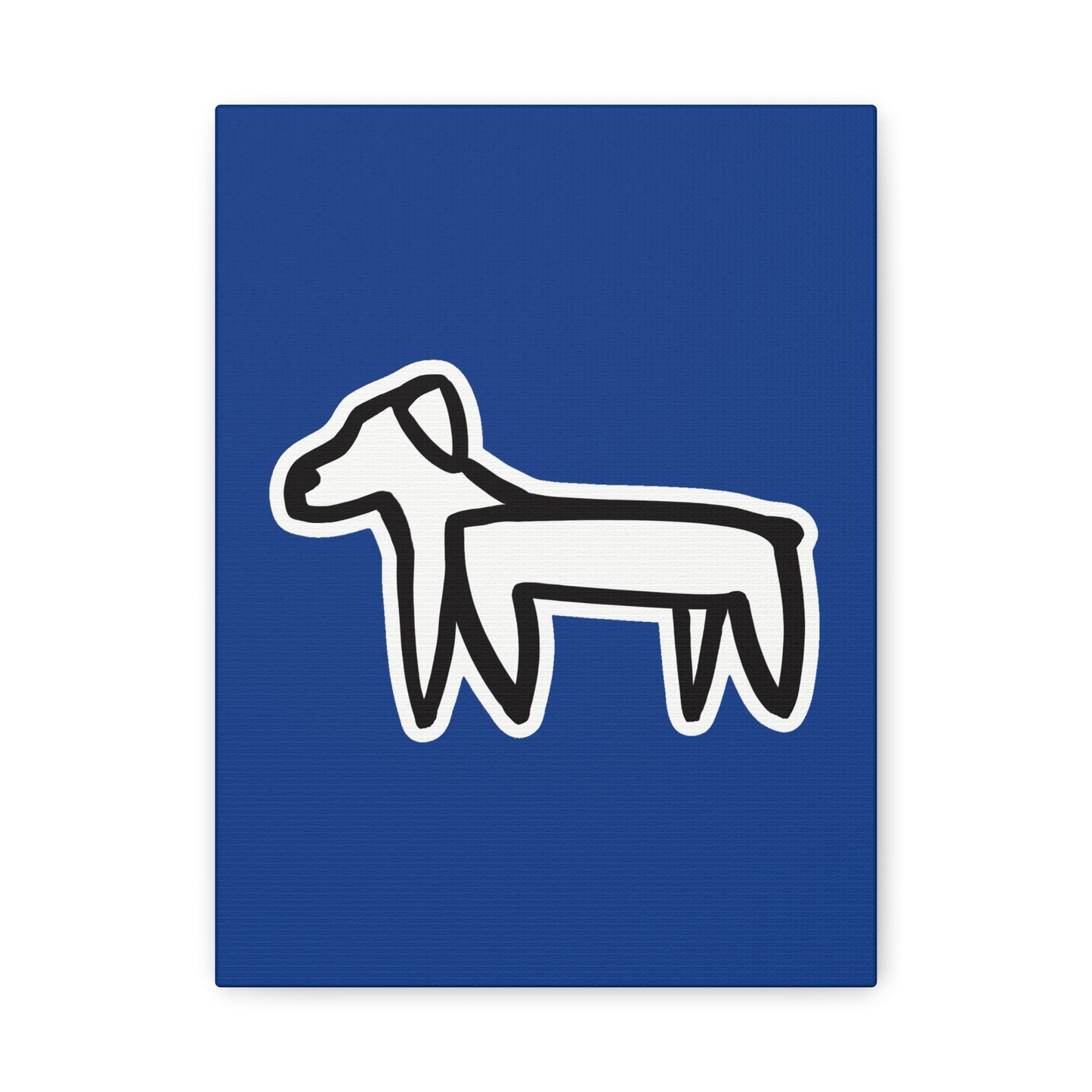 Dog Canvas Print on Blue (Sticker Style White Dog) - Dog Drawing Wall Art
