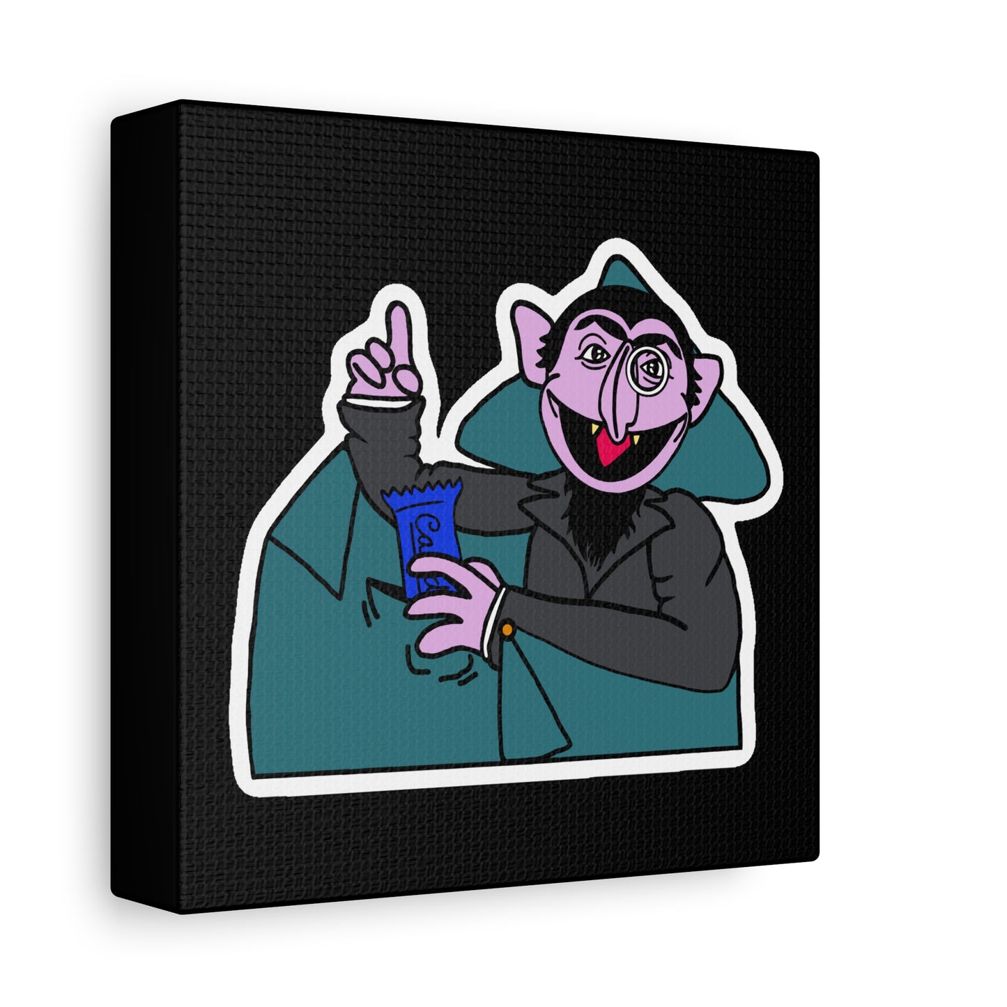 The Count Stealing Candy Canvas Print Black - Sesame Street The Count Parody Art