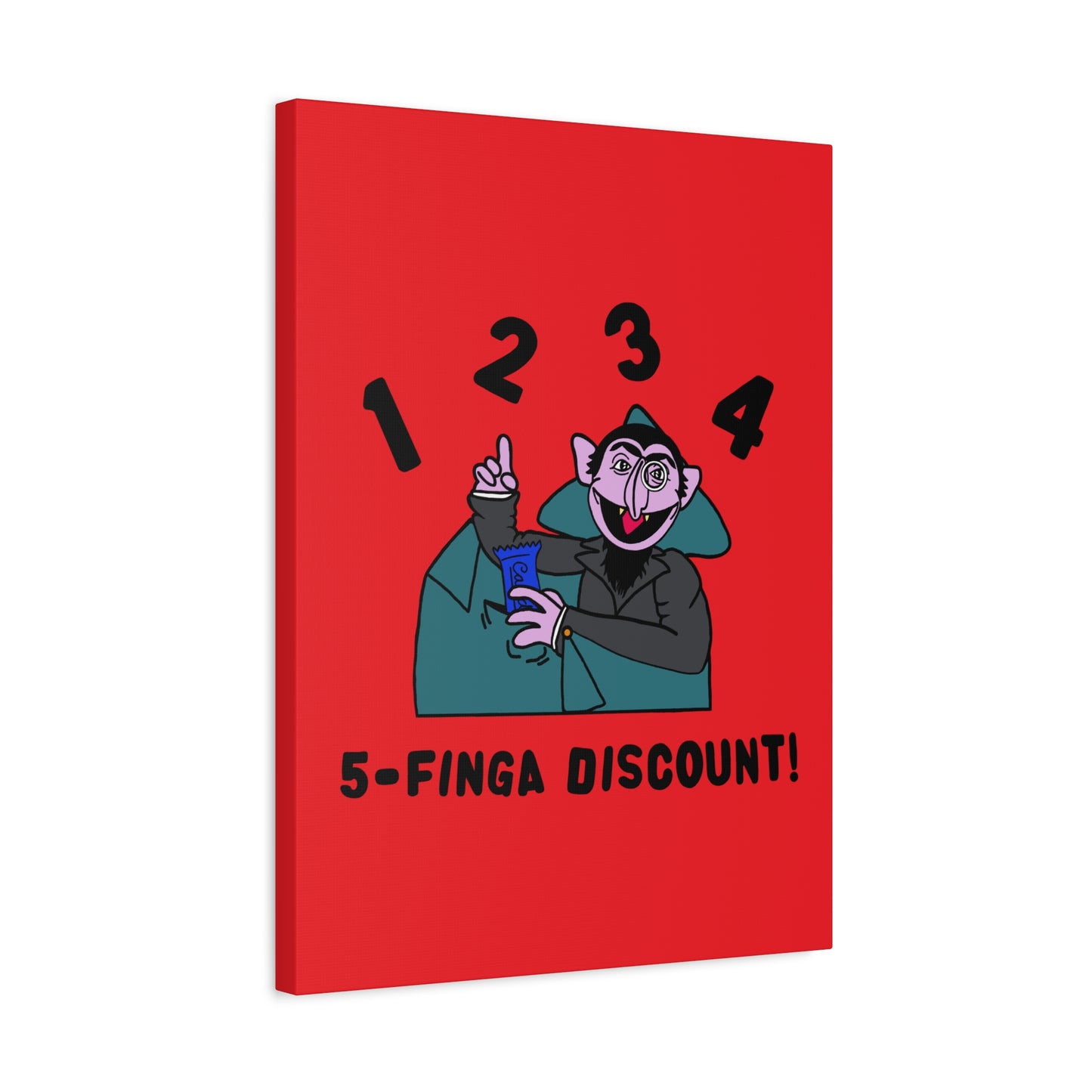 Five Finger Discount Canvas Print Red - Sesame Street The Count Parody Art Print