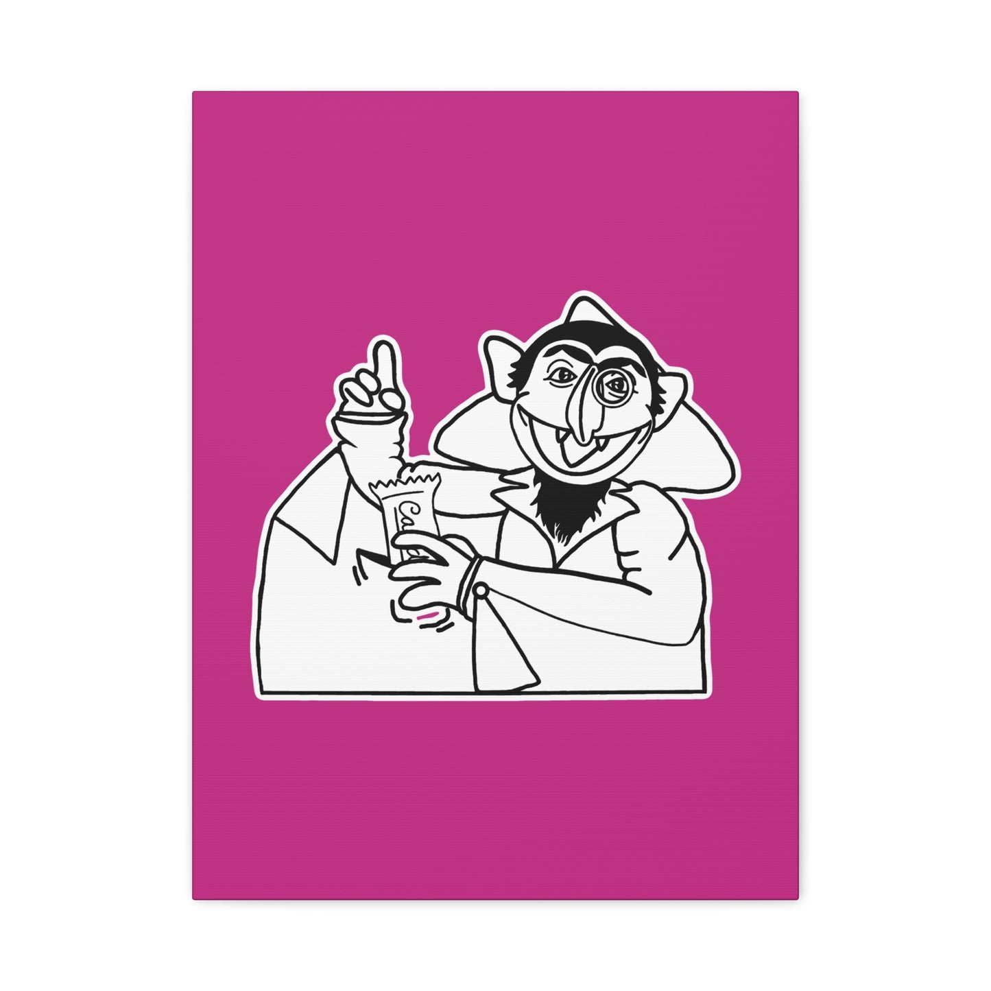 The Count Stealing Candy Outline Canvas Print Pink - Sesame Street The Count Parody Art