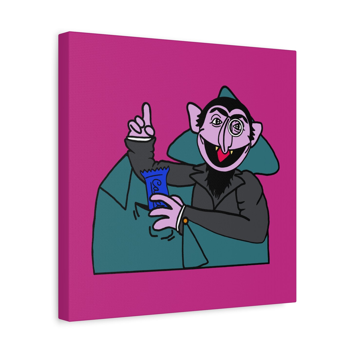 The Count Stealing Candy Canvas Print Pink - Sesame Street The Count Parody Art