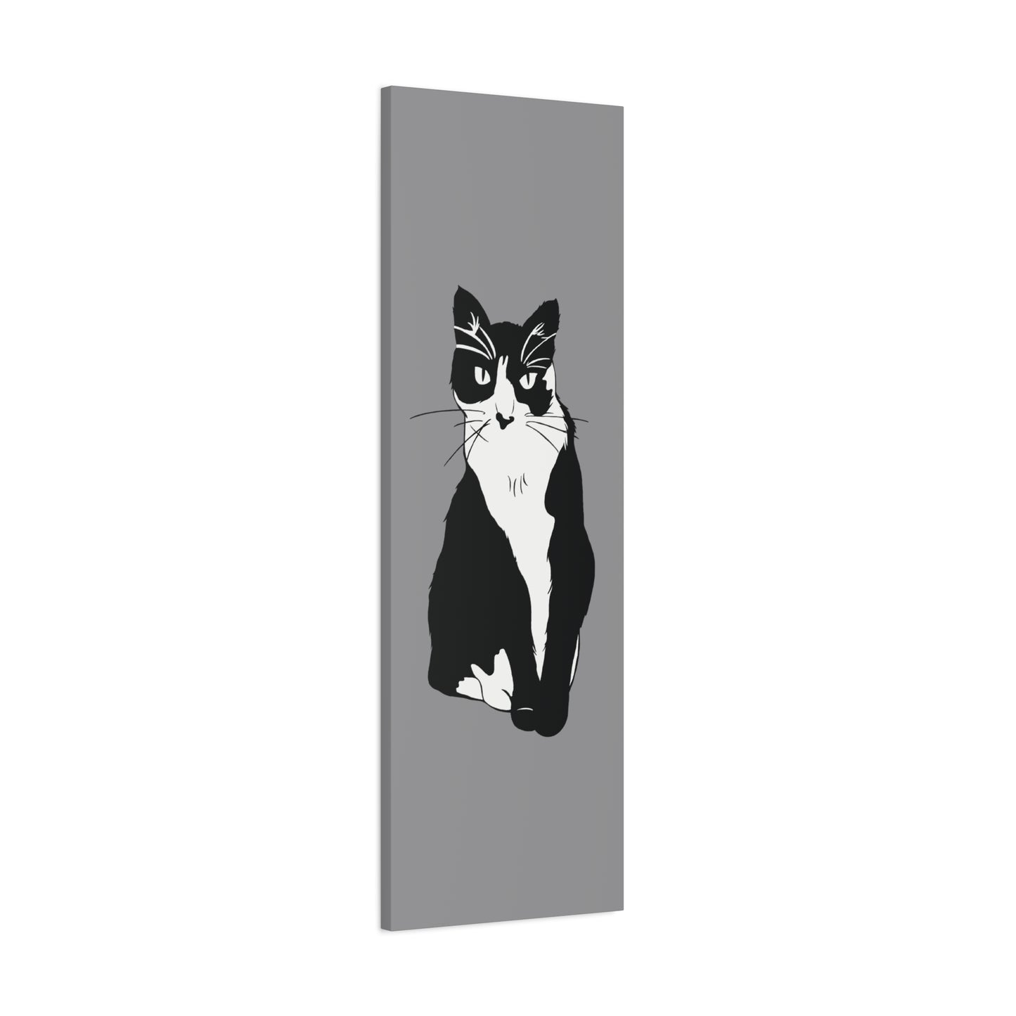 Cat Canvas on Grey (B&W Style Cat) - Cat Drawing Art