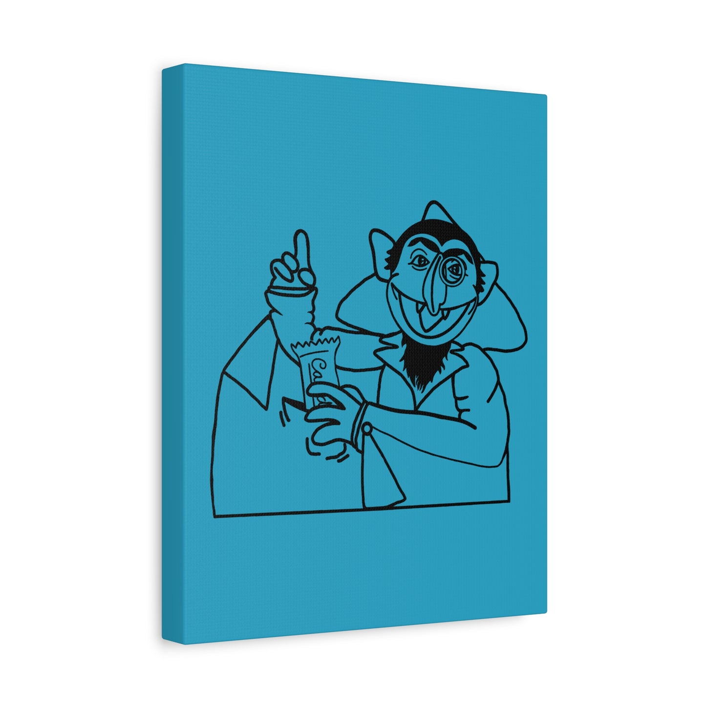 The Count Stealing Candy Outline Canvas Print Turquoise - Sesame Street The Count Art Print