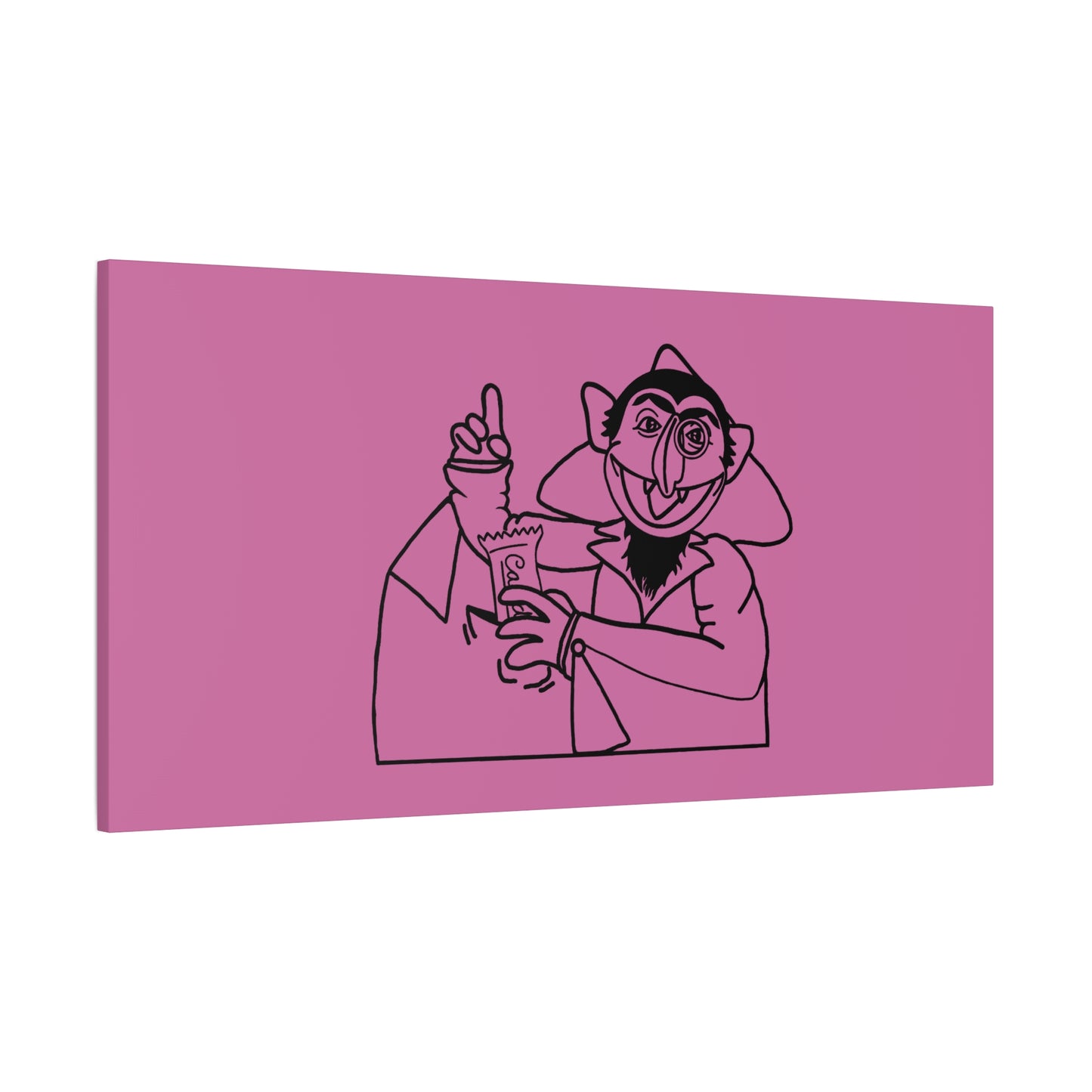 The Count Stealing Candy Outline Canvas Print Light Pink - Sesame Street The Count Parody Art