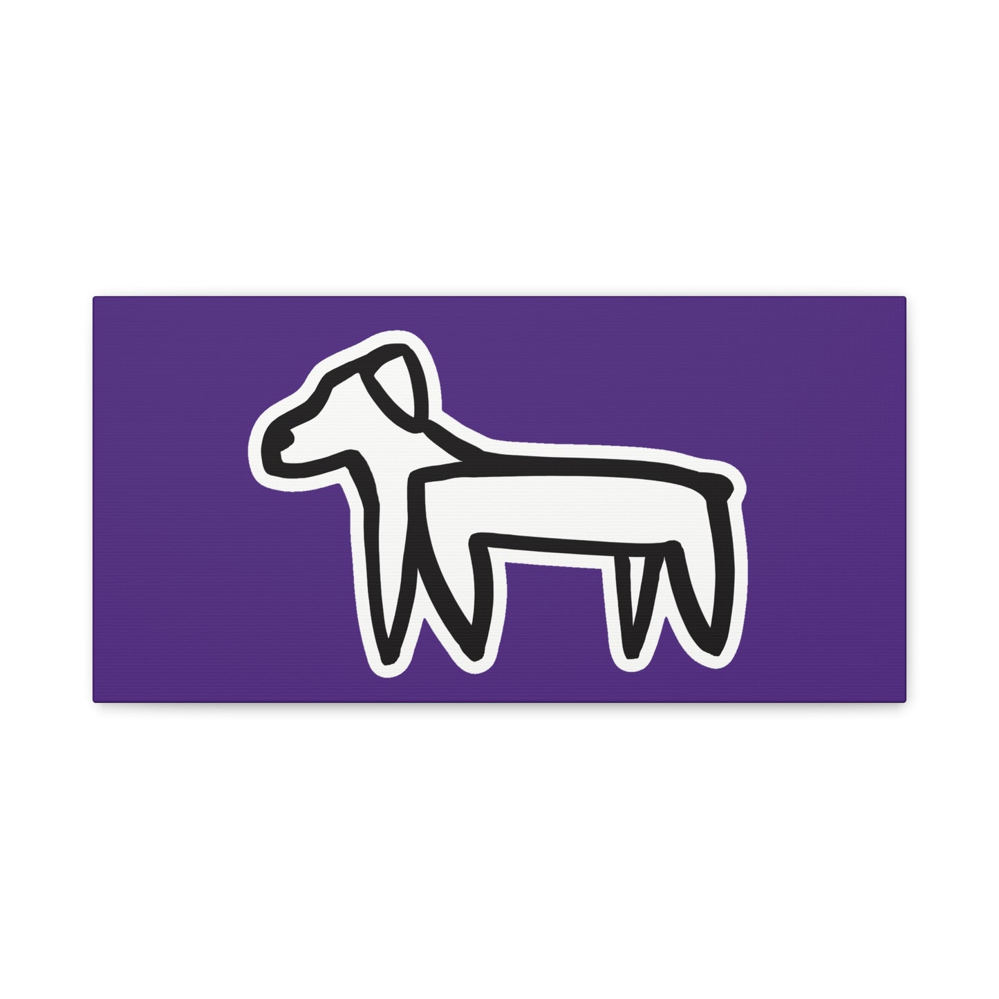 Dog Canvas Print on Purple (Sticker Style White Dog) - Dog Art Print