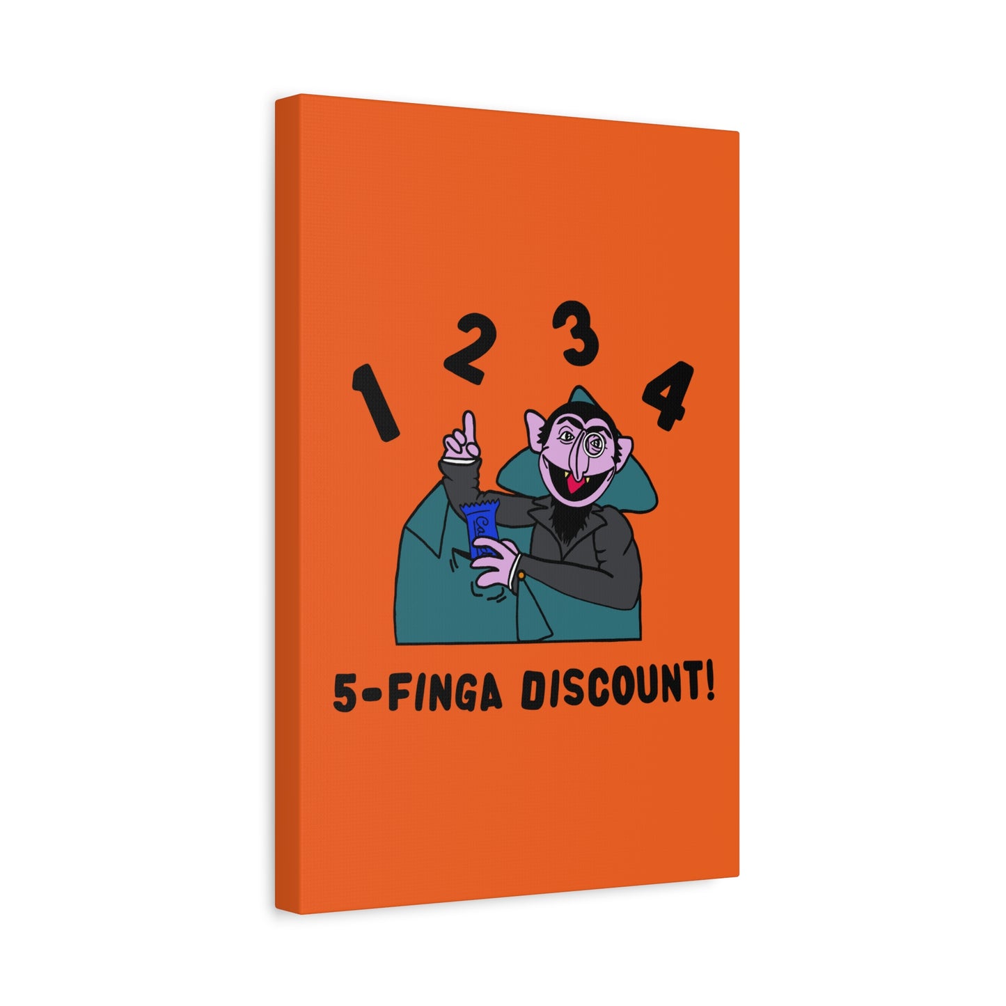 Five Finger Discount Canvas Print Orange - Sesame Street The Count Parody Art Print