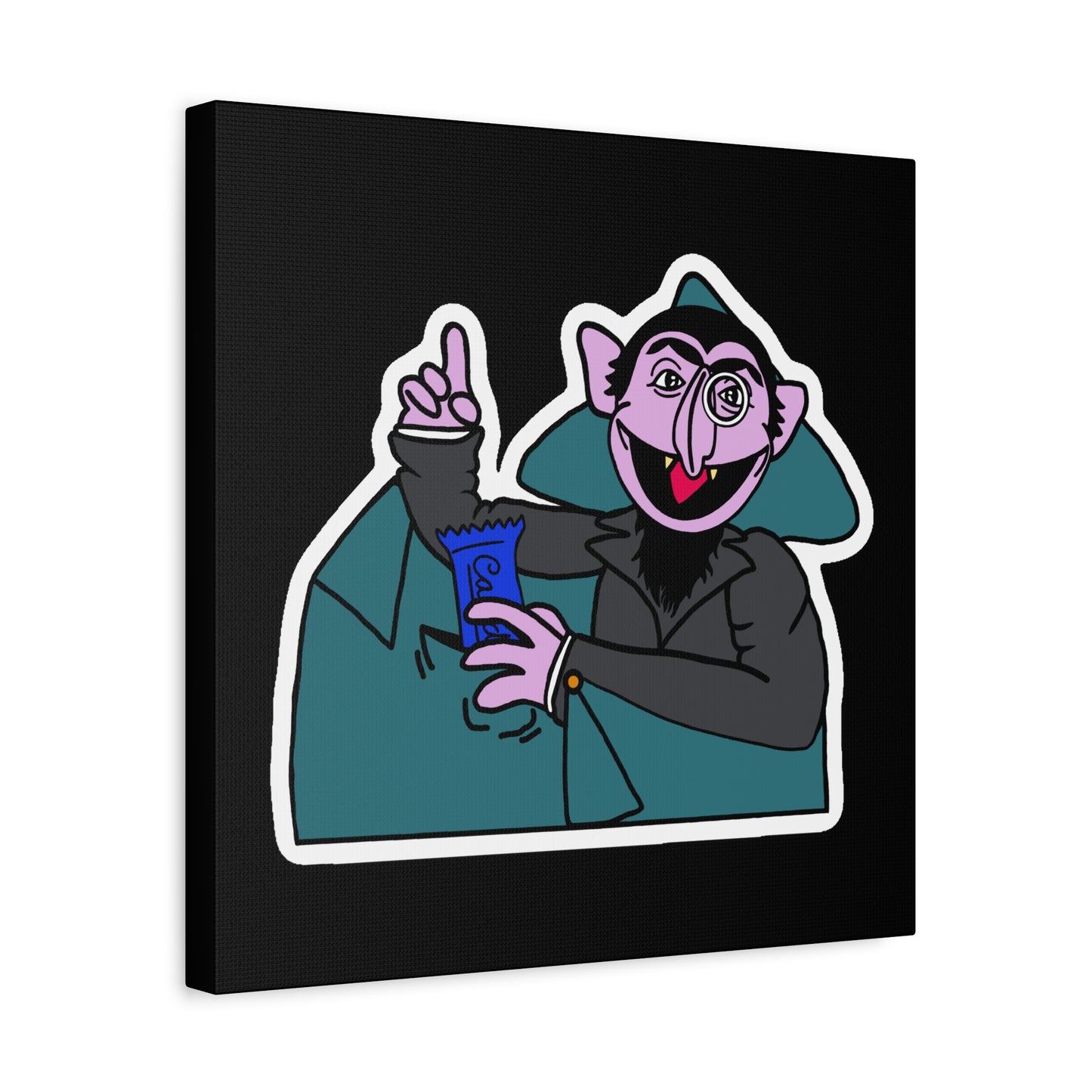 The Count Stealing Candy Canvas Print Black - Sesame Street The Count Parody Art