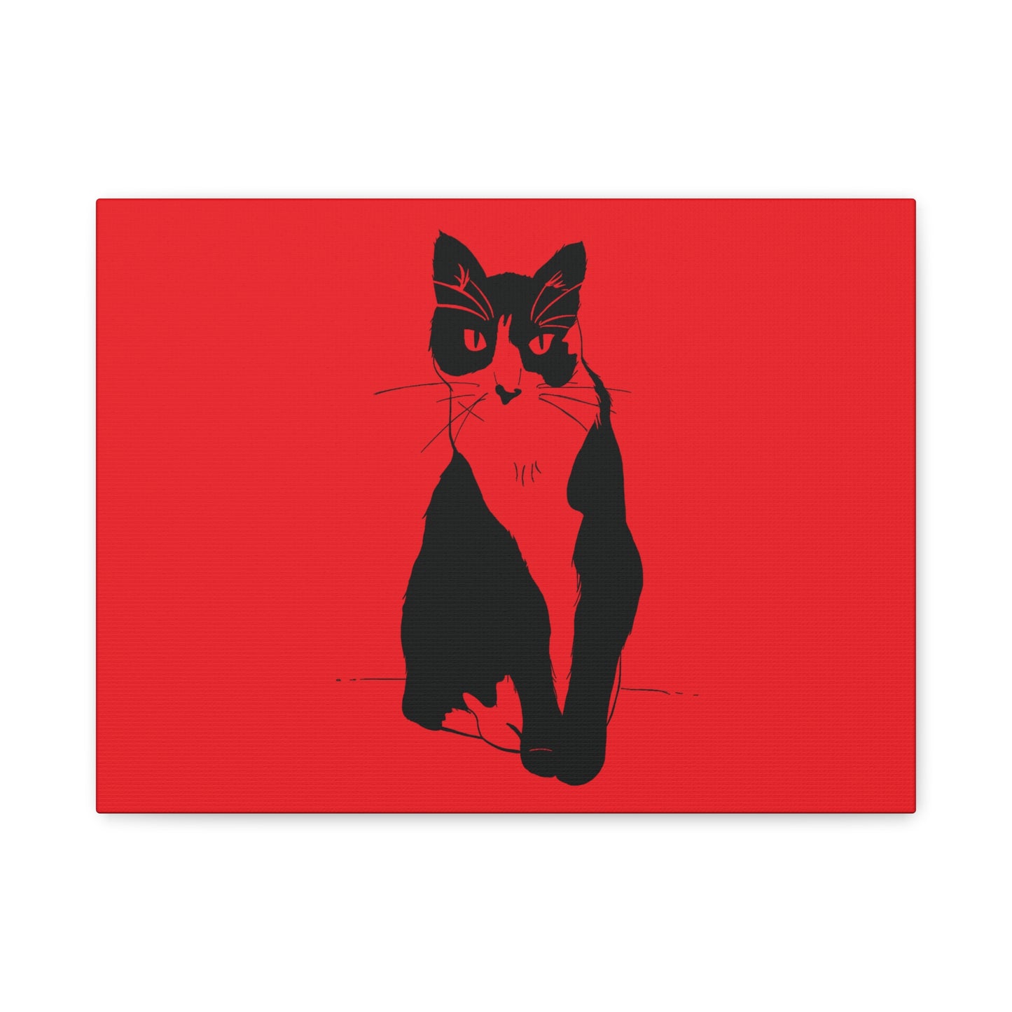 Cat Canvas Print on Red (Transparent Style Cat) - Cat Drawing Art