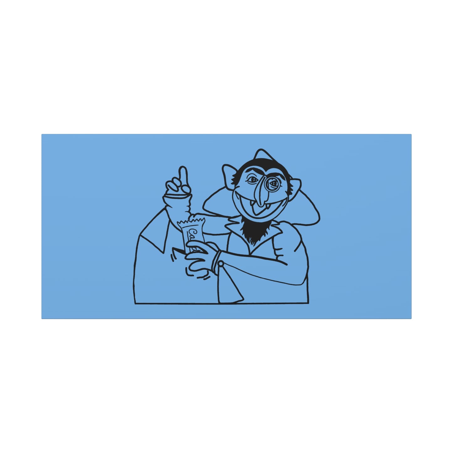 The Count Stealing Candy Outline Canvas Print Light Blue - Sesame Street The Count Parody Art
