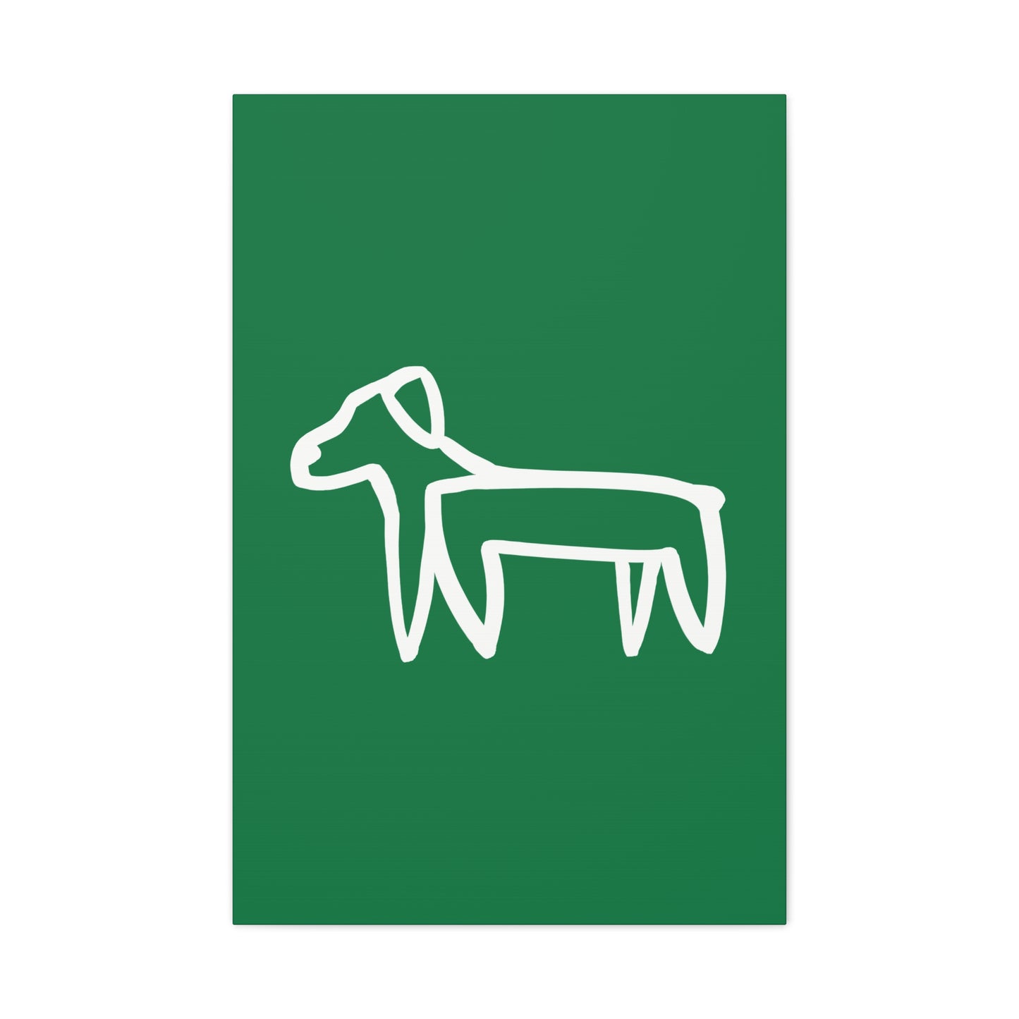 Dog Canvas Print on Green (Transparent Style White Dog) - Dog Art Print