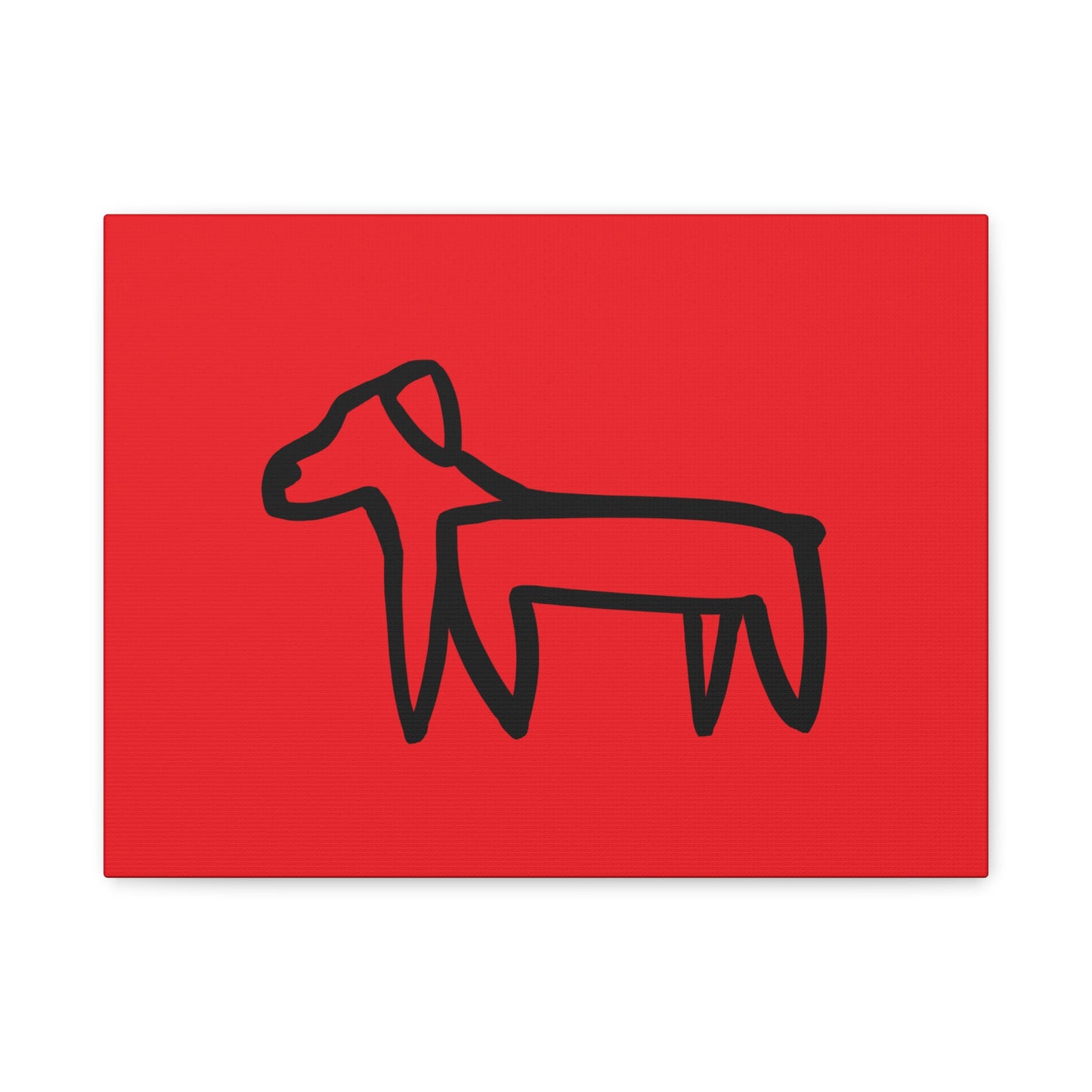 Dog Canvas Print on Red (Transparent Style Black Dog) - Dog Drawing Canvas