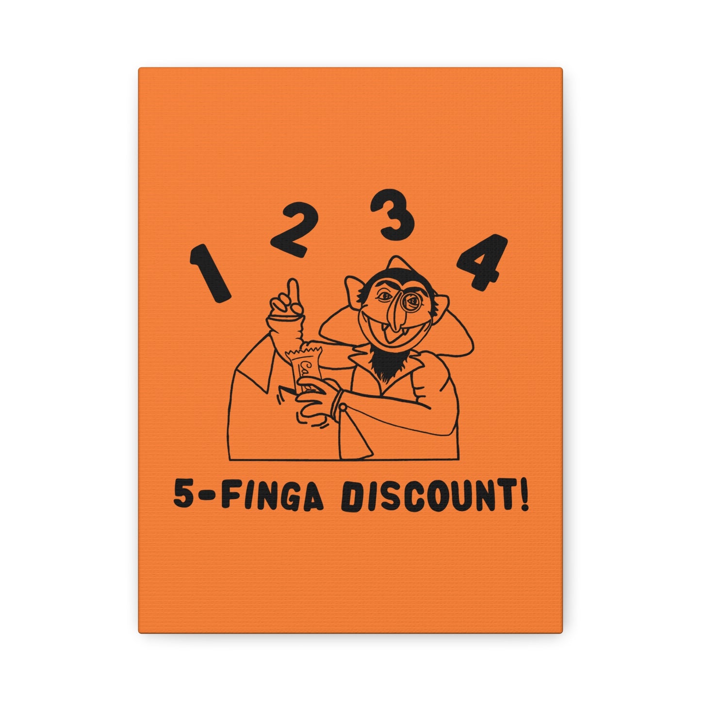 Five Finger Discount Outline Canvas Print Light Orange - Sesame Street The Count Parody Art Print
