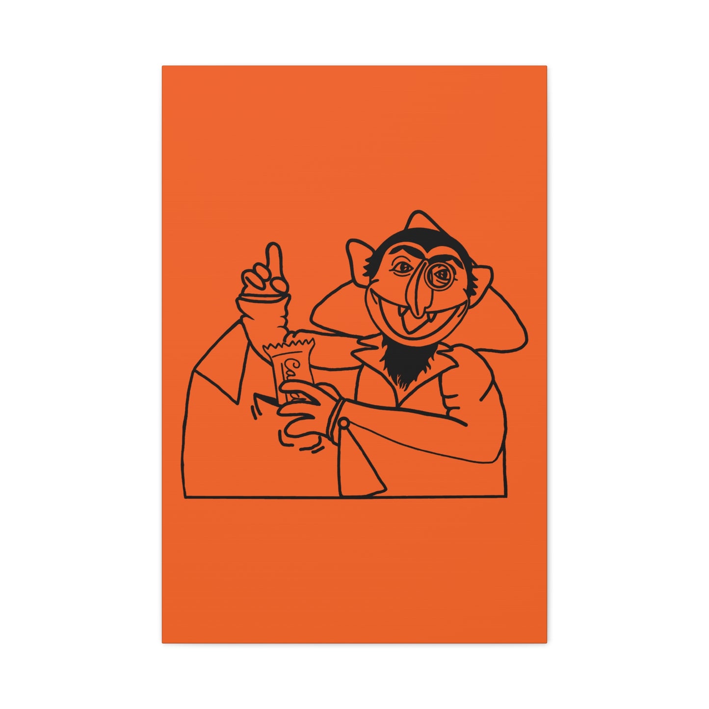 The Count Stealing Candy Outline Canvas Print Orange - Sesame Street The Count Parody Art Print