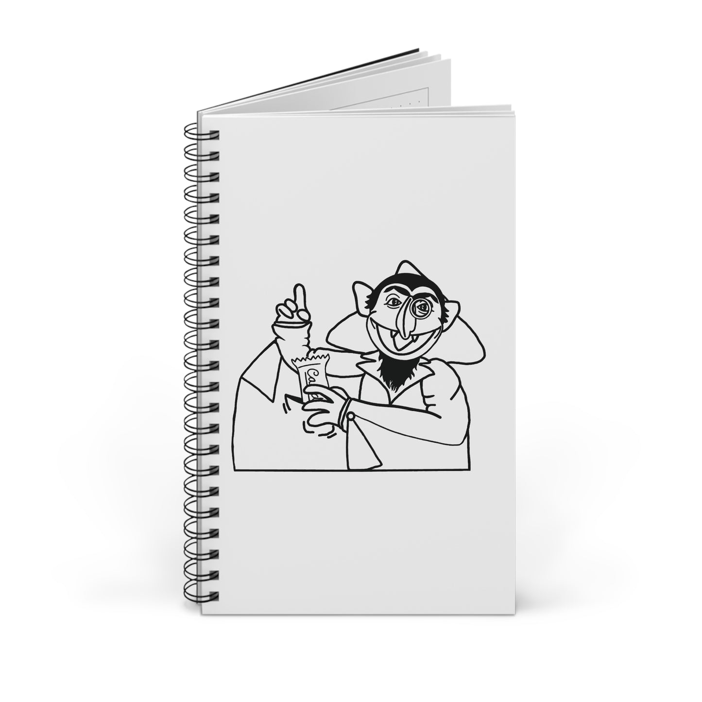 The Count Stealing Candy Outline Notebook White - Sesame Street The Count Parody Spiral Notebook