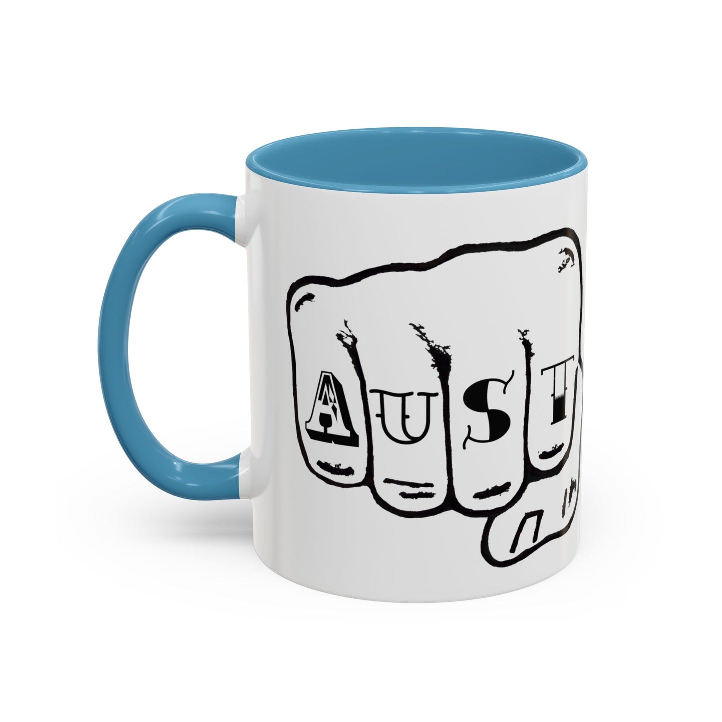 Austin Knuckle Tats Tattooed Fists Accent Mug Giant Fists Edition