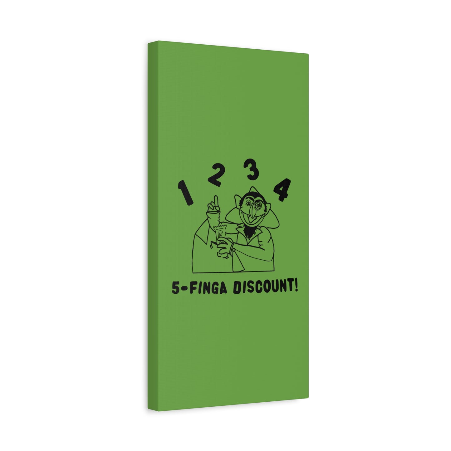 Five Finger Discount Outline Canvas Print Green - Sesame Street The Count Parody Art Print