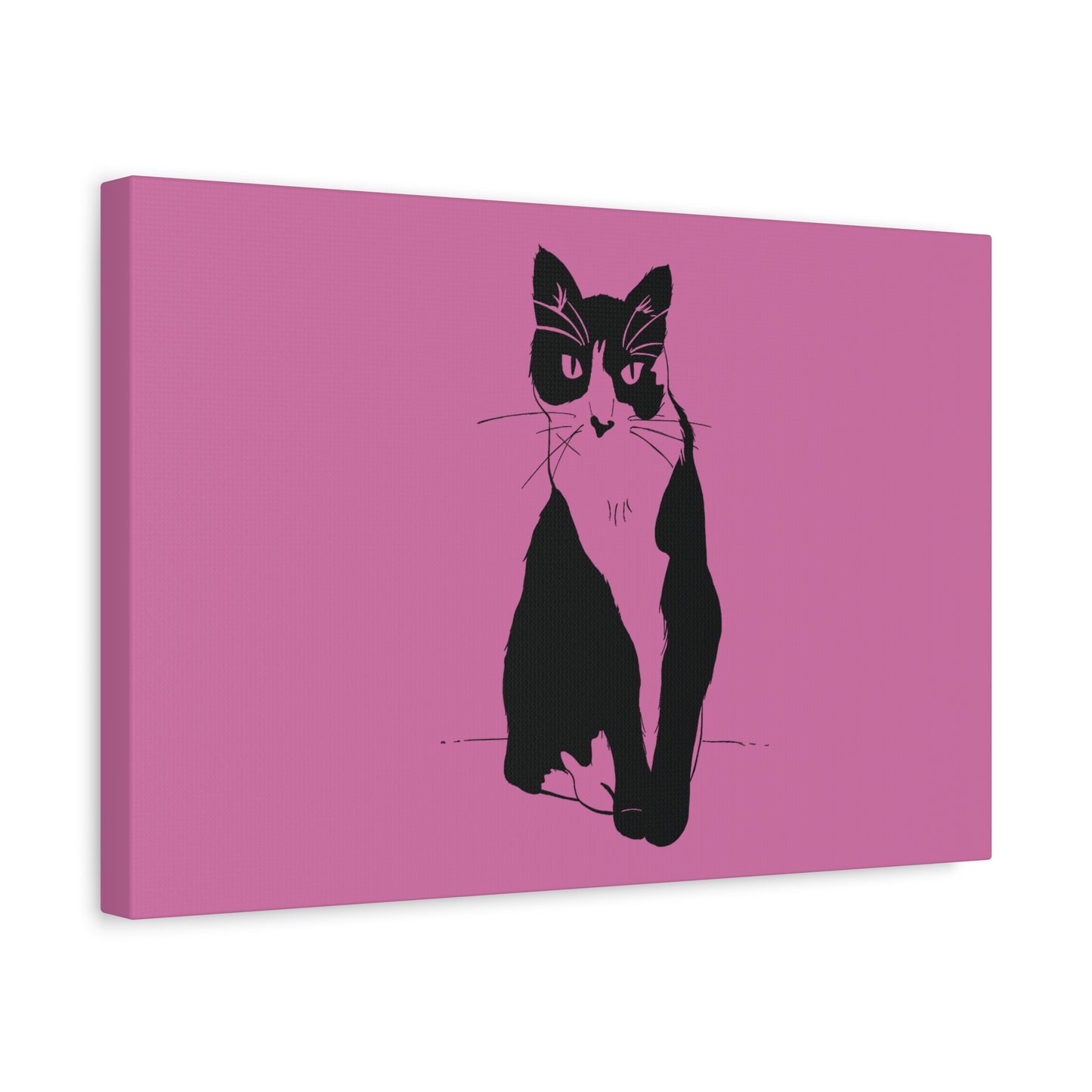 Cat Canvas Print on Pink (Transparent Style Cat) - Cat Drawing Art