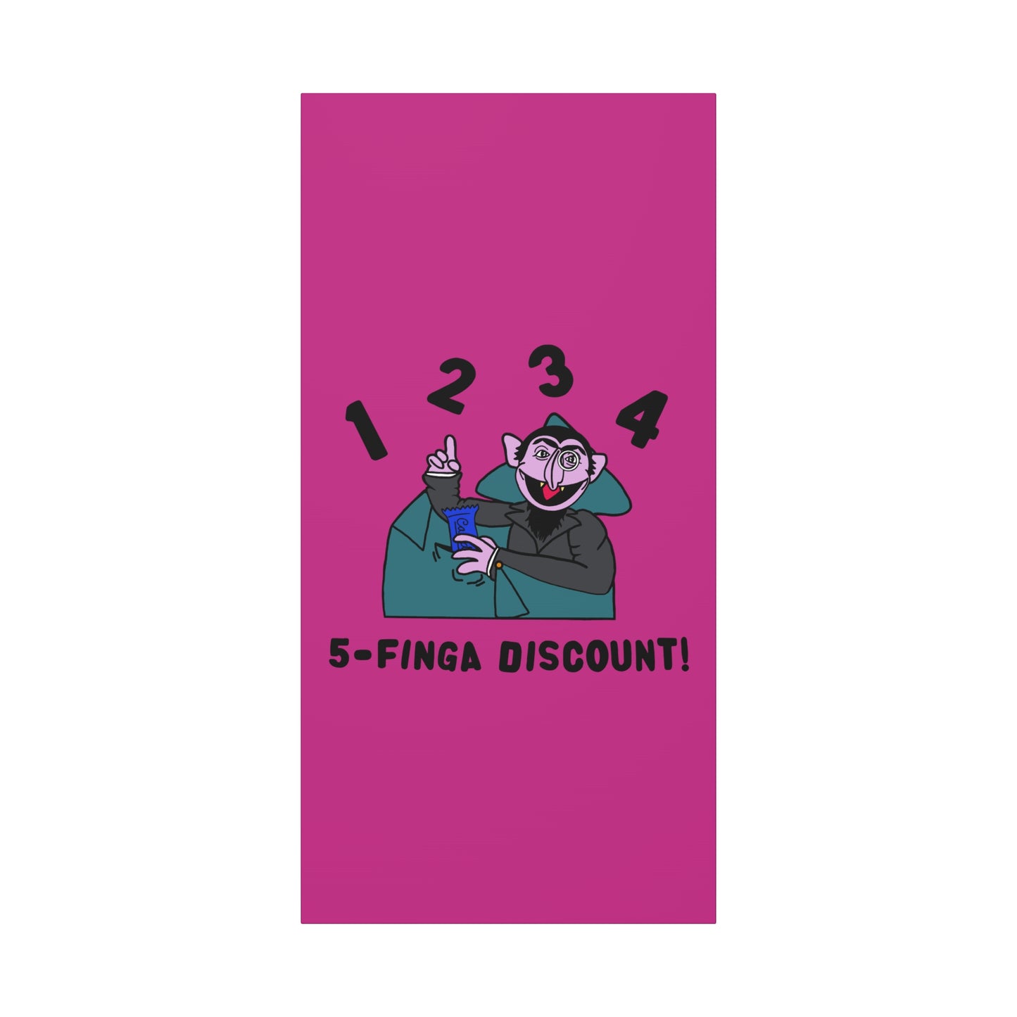 Five Finger Discount Canvas Print Pink - Sesame Street The Count Parody Art Print