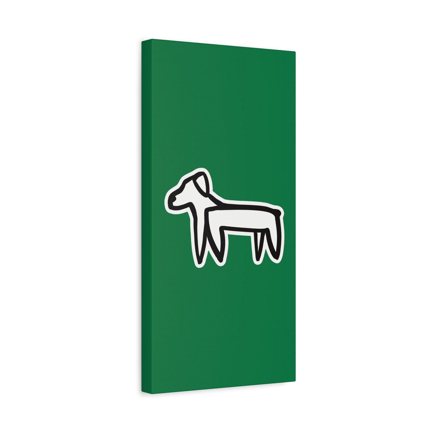 Dog Canvas Print on Green (Sticker Style White Dog) - Dog Art Print