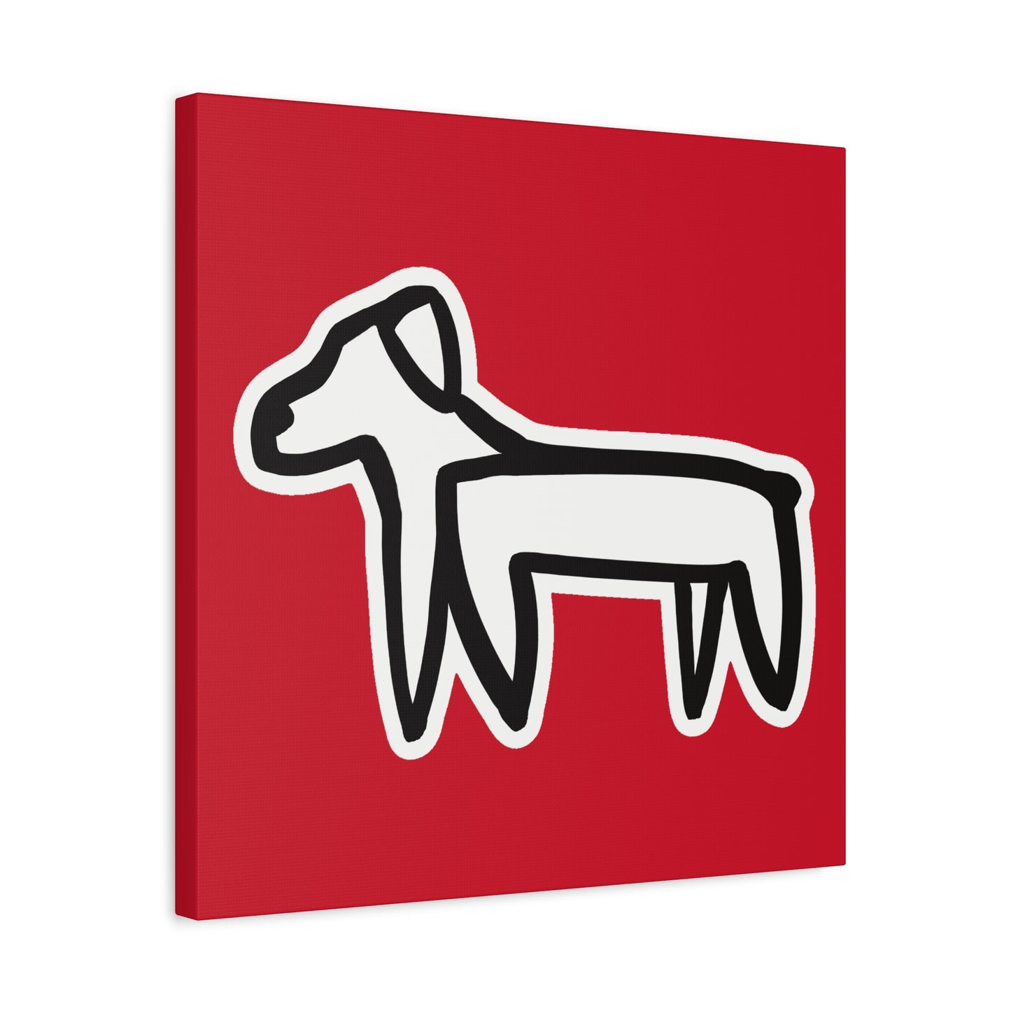 Dog Canvas Print on Red (Sticker Style White Dog) - Dog Art Print