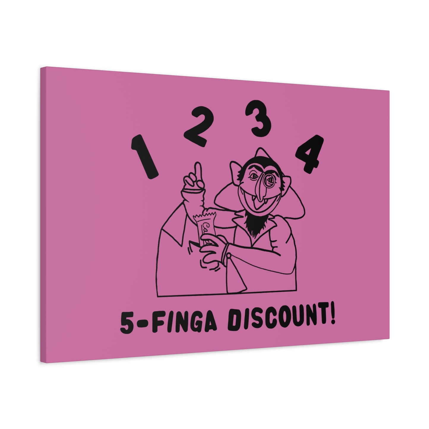 Five Finger Discount Outline Canvas Print Light Pink - Sesame Street The Count Parody Art Print