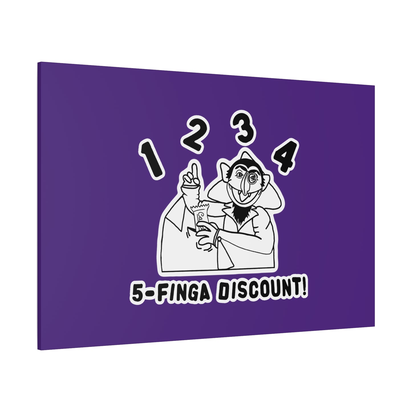 Five Finger Discount Outline Canvas Print Purple - Sesame Street The Count Parody Art Print